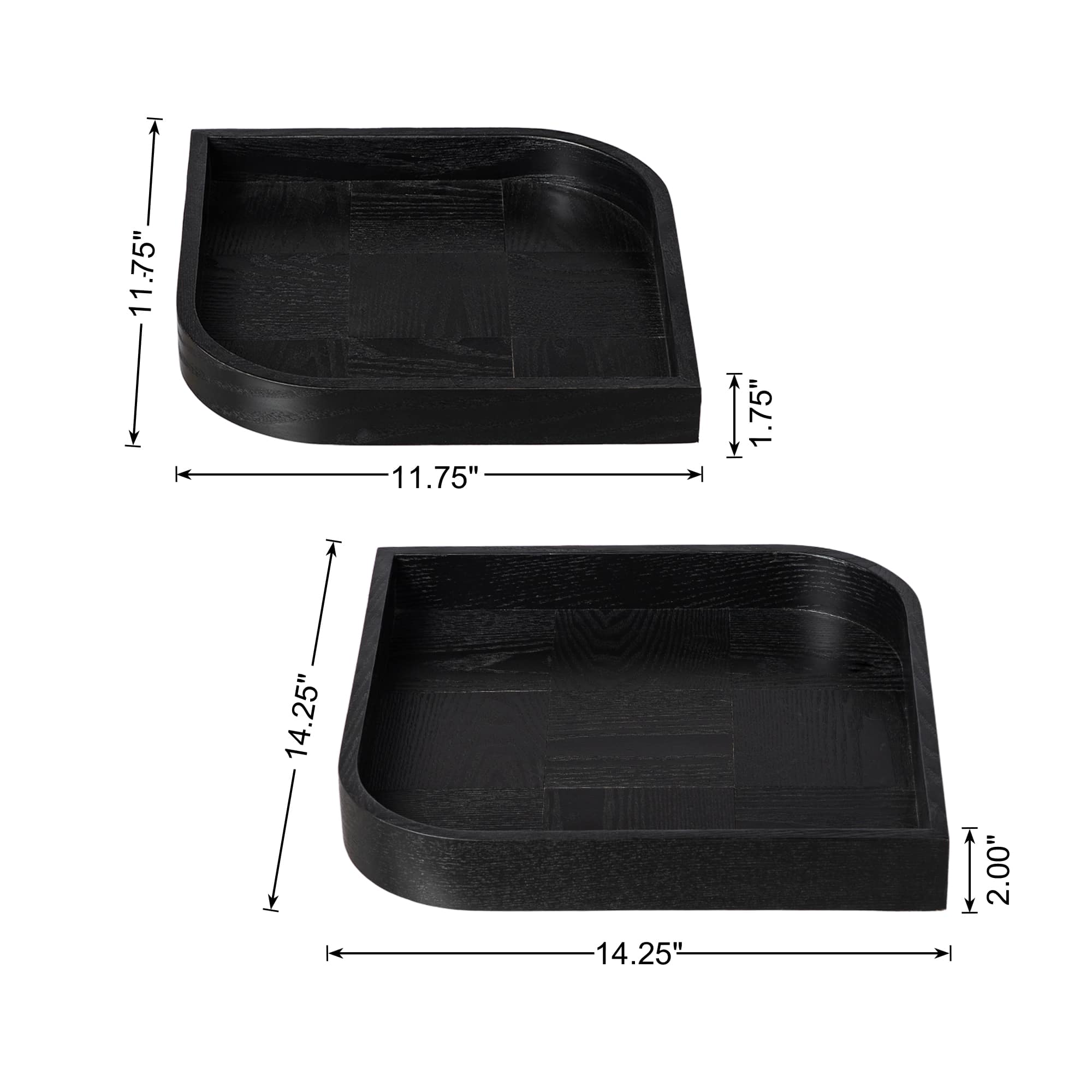 Glitzhome® Black Leaf Shape Ash Wood Decorative Trays Set