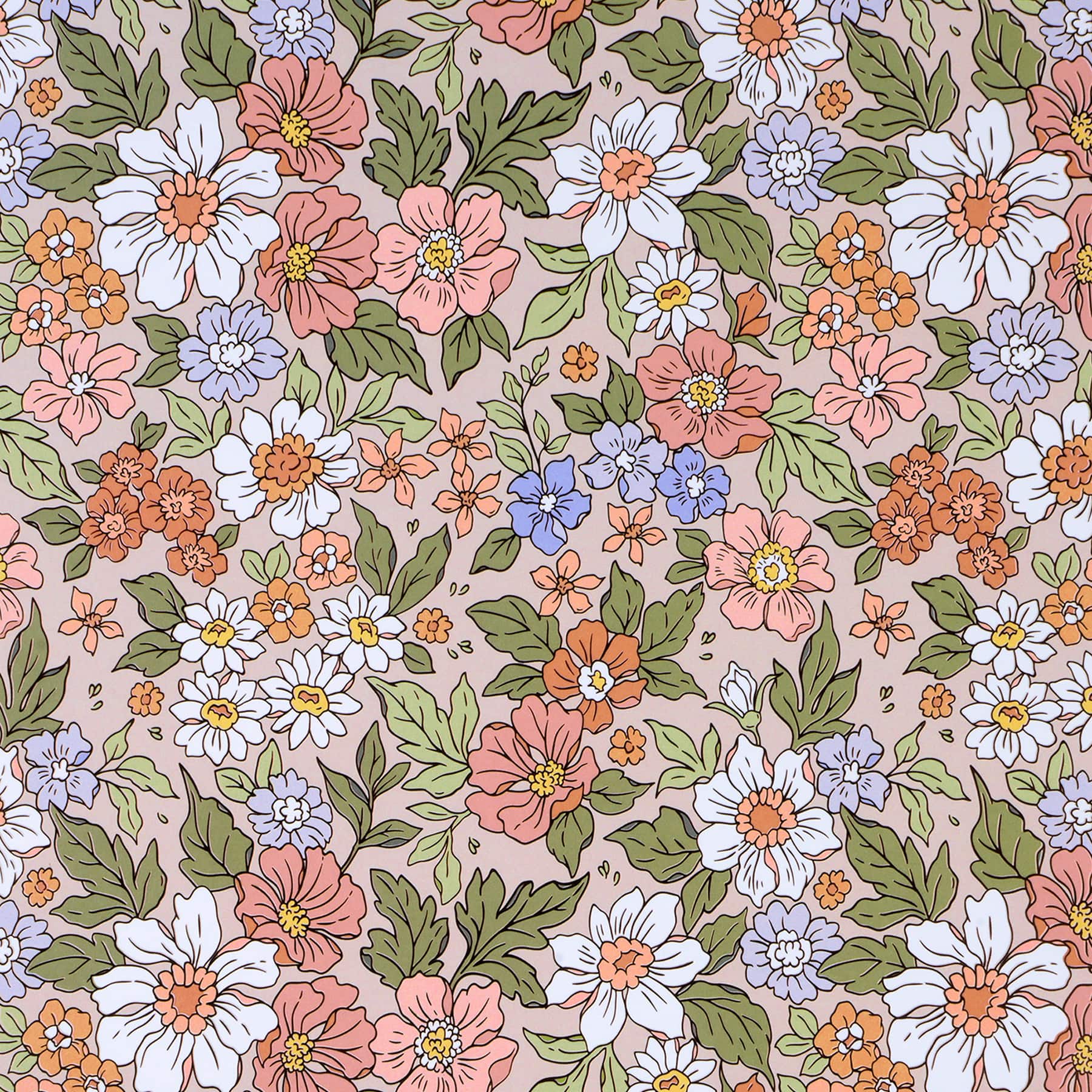 12" x 12" Retro Quaint Brown Flowers Cardstock Paper by Recollections™