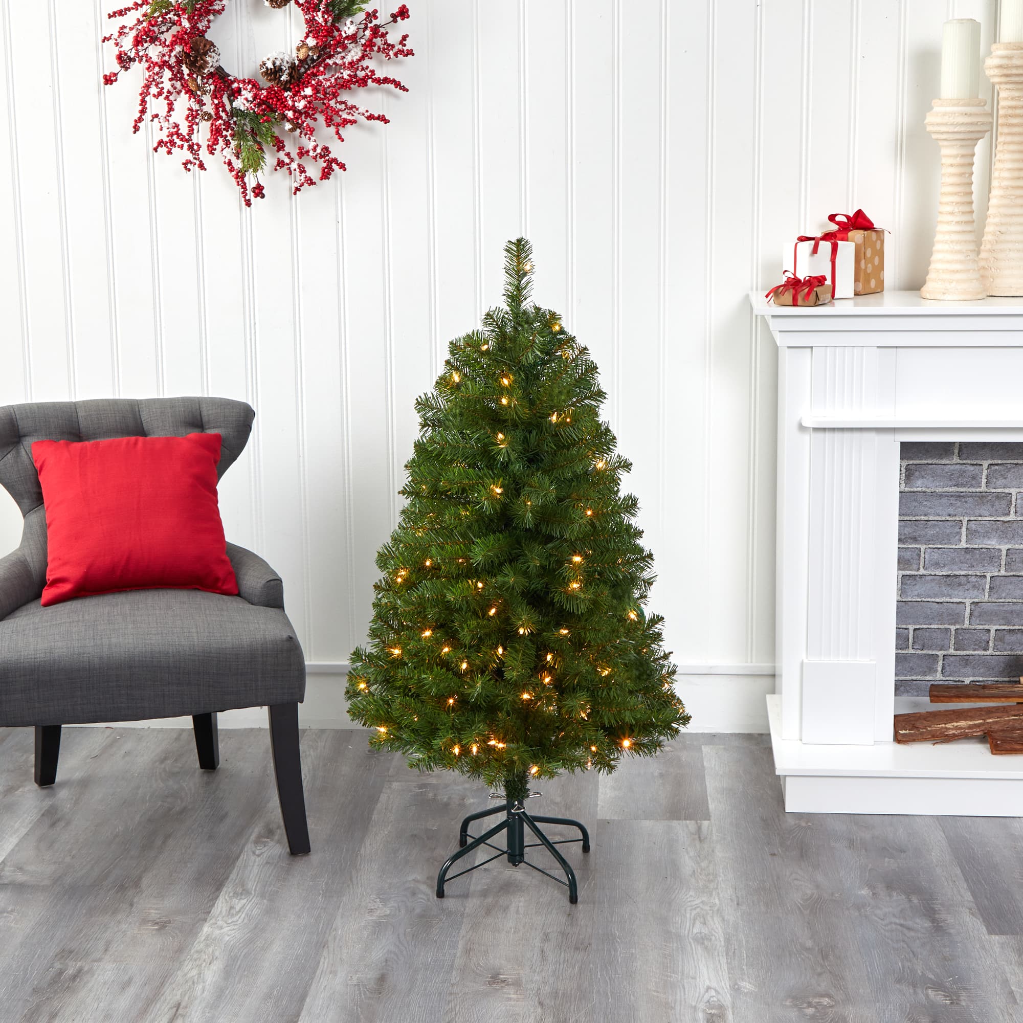 4ft. Pre-Lit Virginia Fir Artificial Christmas Tree, Clear Lights