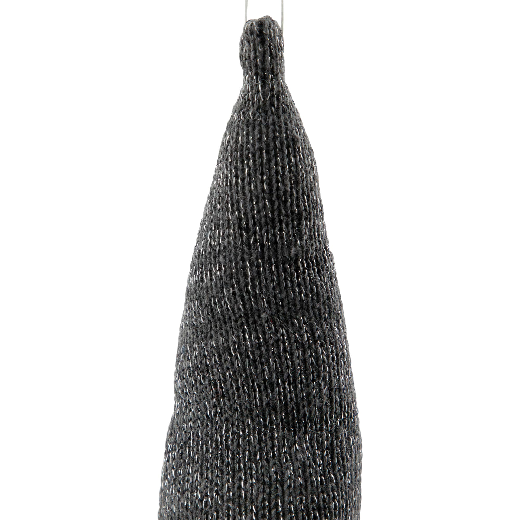 8" Metallic Gray Knit Gnome Head LED Ornament