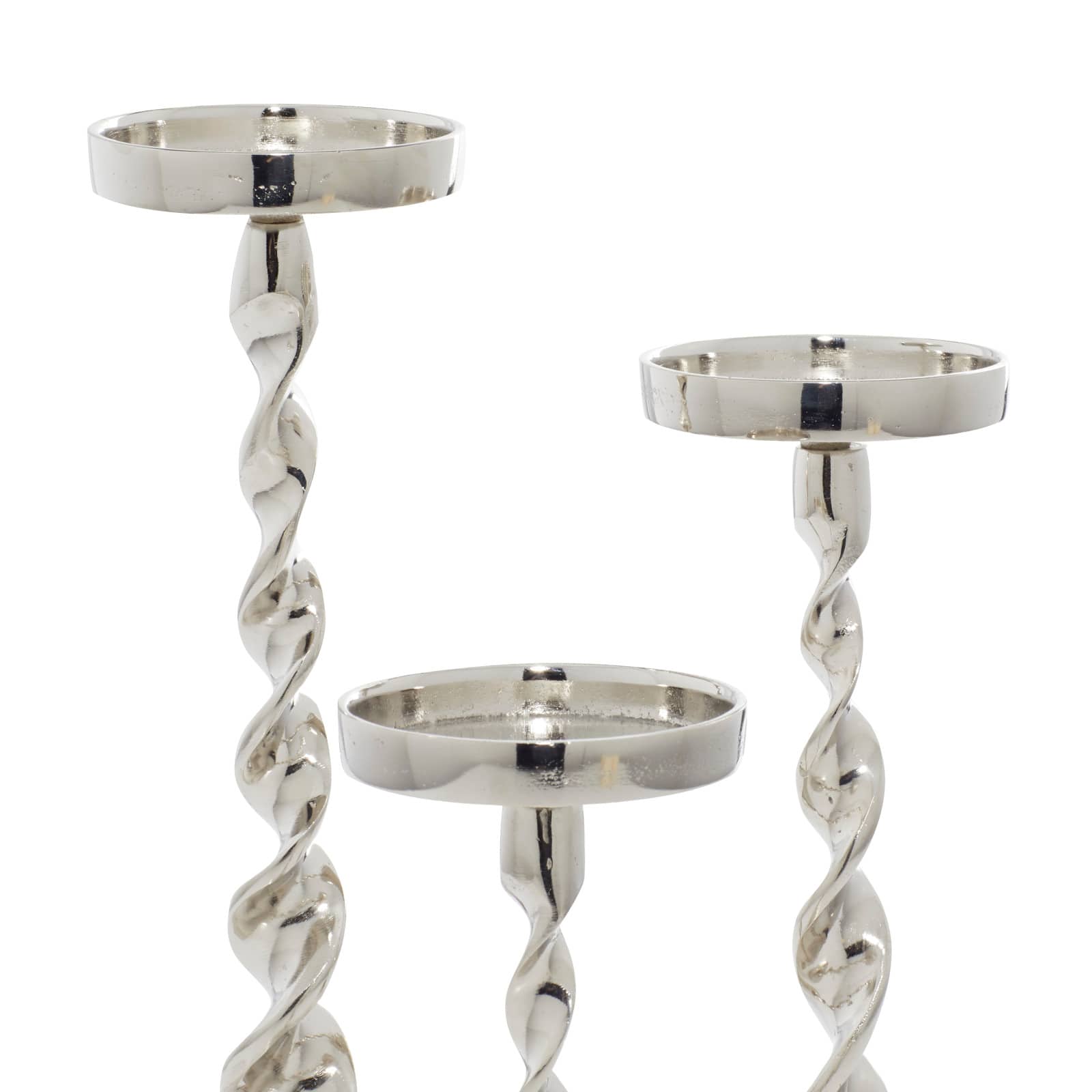 Silver Aluminum Candle Holder Set