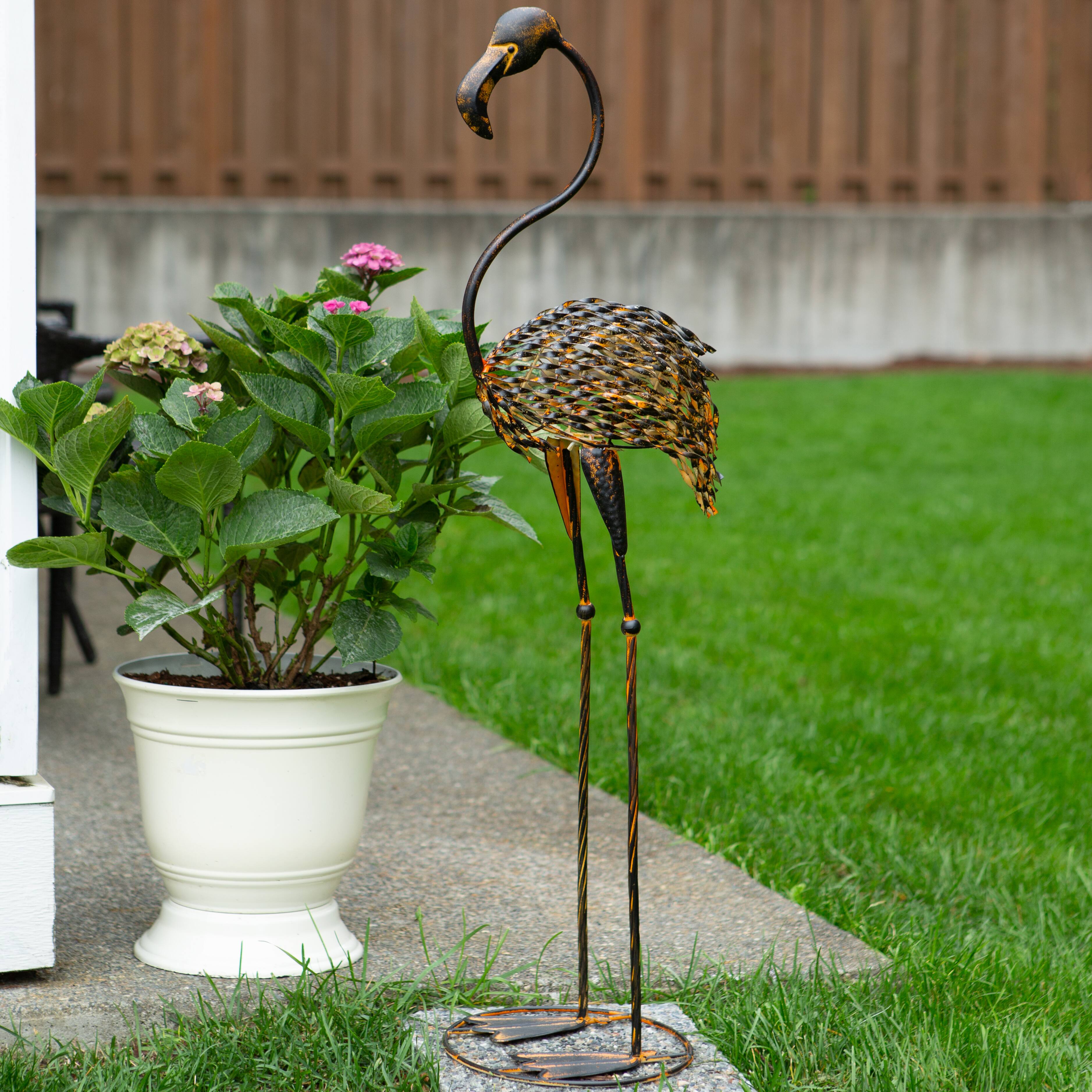 42" Wild Flamingo Garden Art Duo