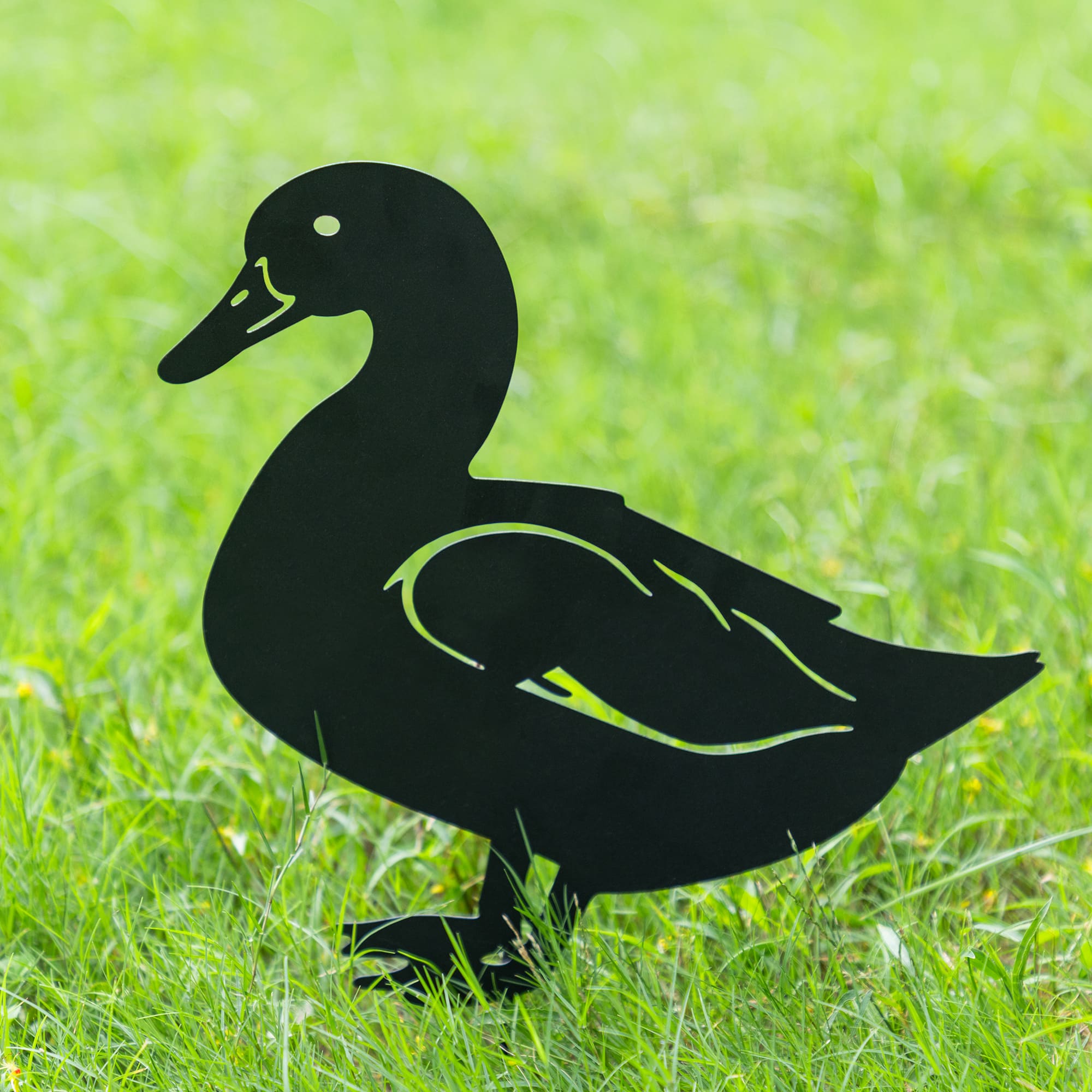 Glitzhome® 18" 2-in-1 Set of 4 Painted Metal Duck Silhouette Garden Picks & Wall Decor