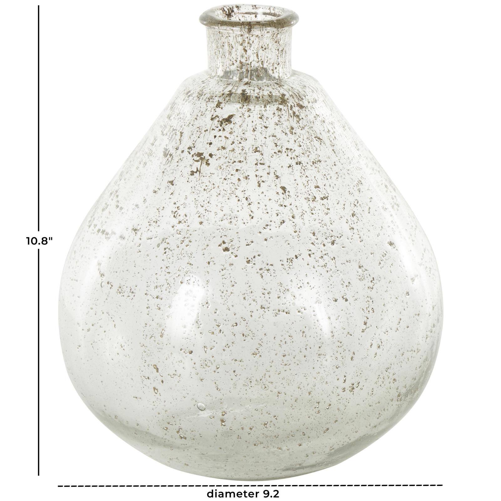 11" Clear Glass Speckled Vase with Brown Accents