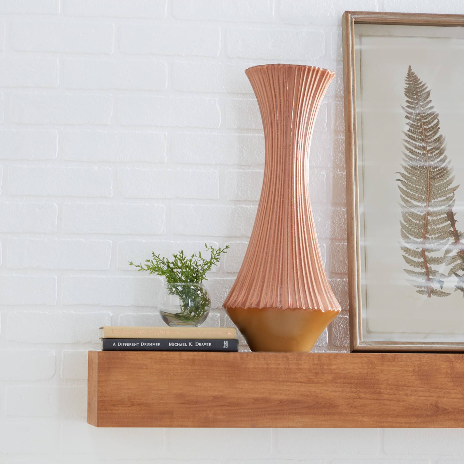 Rust Ceramic Modern Vase, 20" x 8" x 8"
