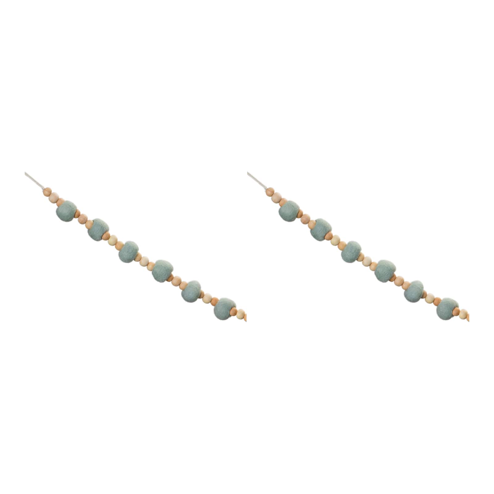 5.5ft. Blue & Beige Wood Beaded String Garlands, 2ct.