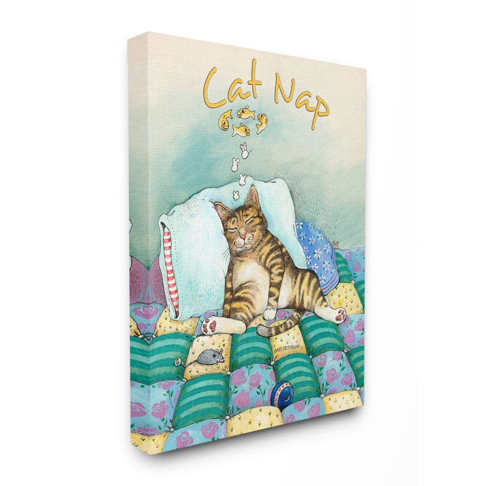 Stupell Industries Cat Nap Funny Cat Cartoon Pet Design Canvas Wall Art in Blue | 24" x 30" | Michaels&reg;