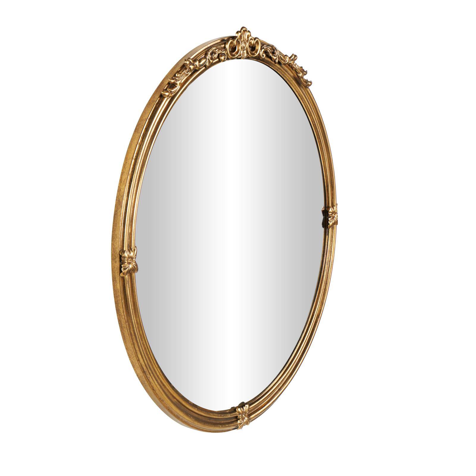 36" x 35" Gold Scroll Layered Floral Accents Metal Framed Wall Mirror