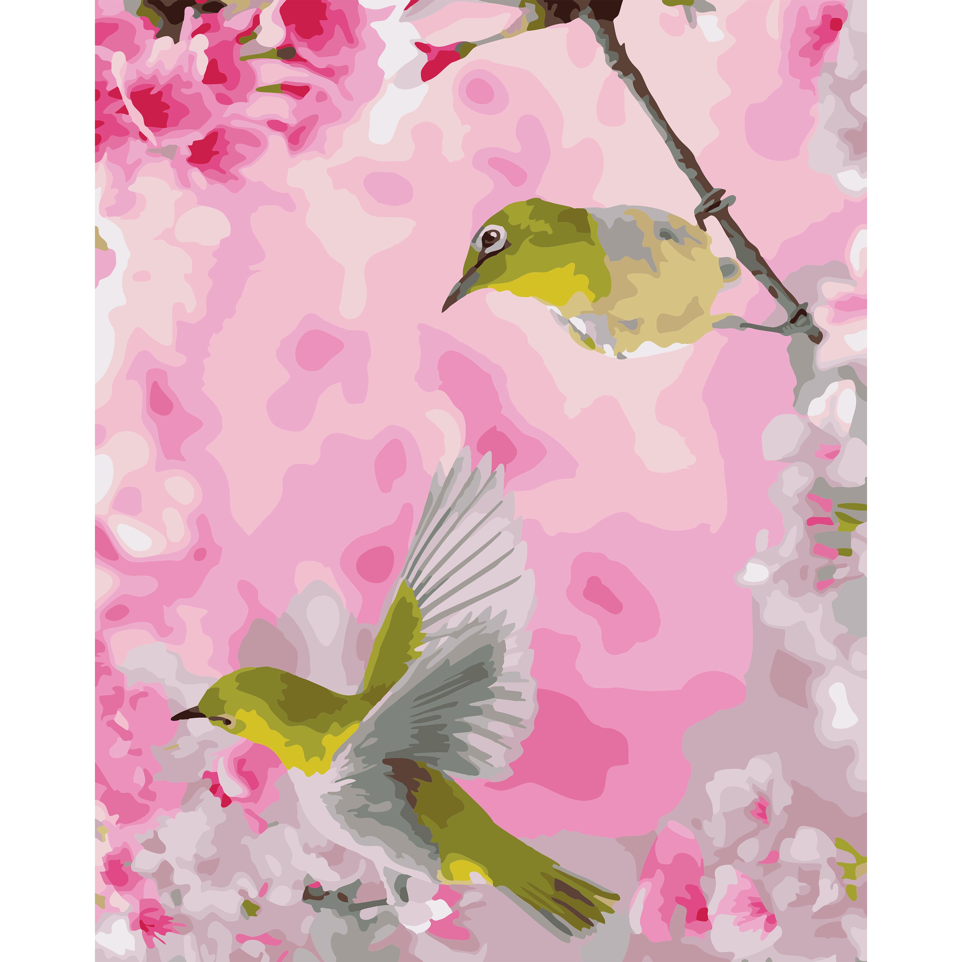 16" x 20" Hummingbirds with Flowers Paint-by-Number Kit with Wood Display Hanger by Artist's Loft®
