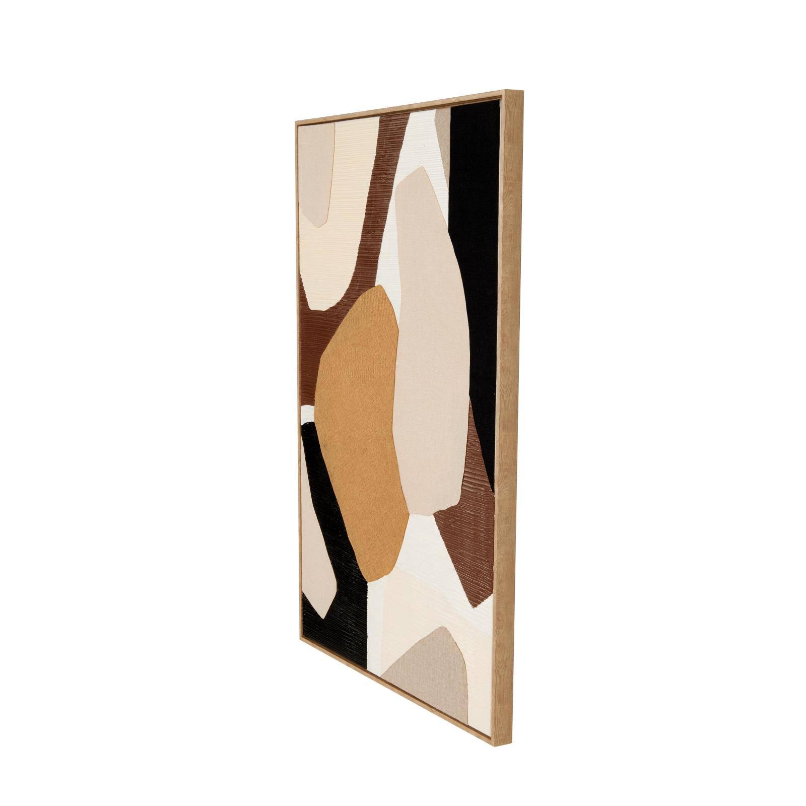 48" x 32" Brown Wooden Geometric Abstract Overlapping Circle Decorative Wall Art with Cream Accents