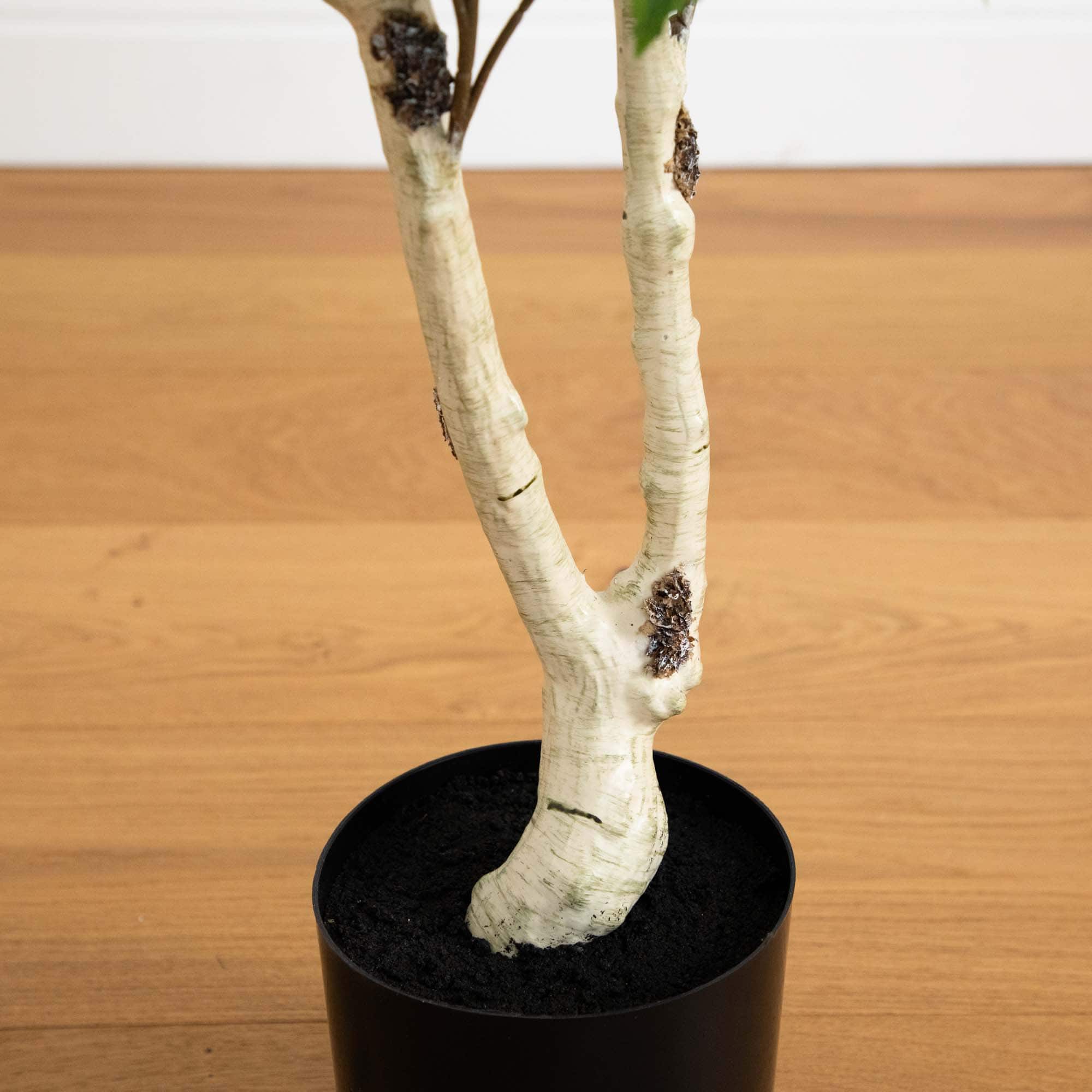 5ft. Potted Green Artificial Birch Tree with Real Touch Leaves