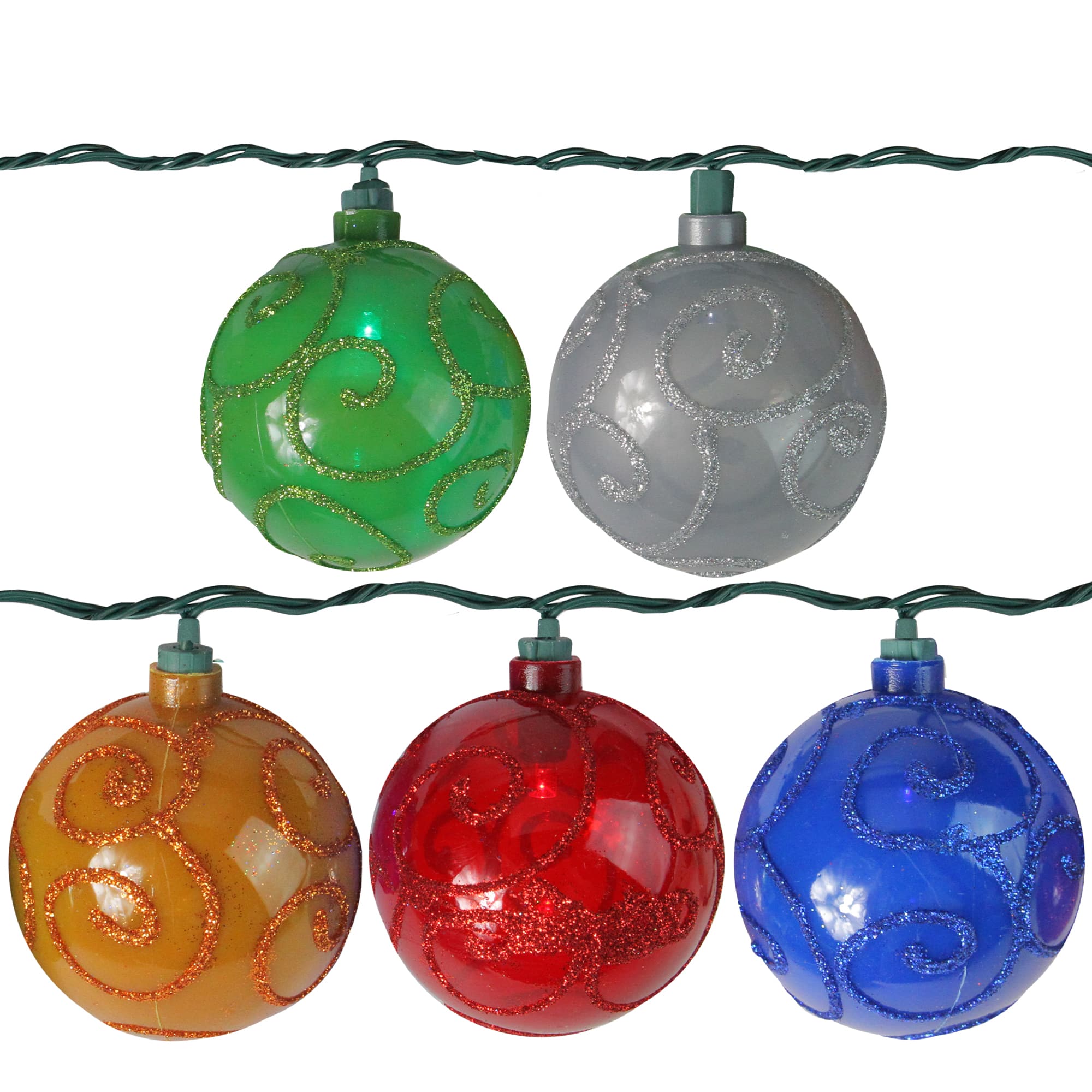 10ct. Multicolored Globe Patio Glitter Swirl String Lights