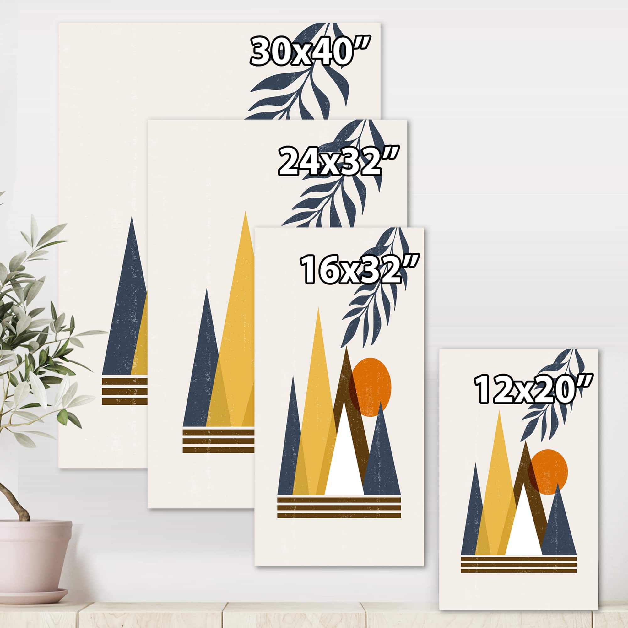 Designart - Abstract Sun and Moon In Mountains I