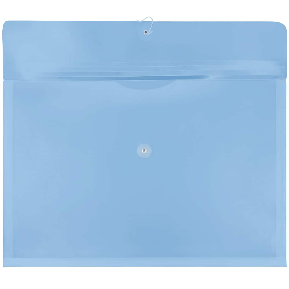 JAM Paper 12" x 18" Blue Button & String Tie Closure Plastic Envelopes, 12ct.