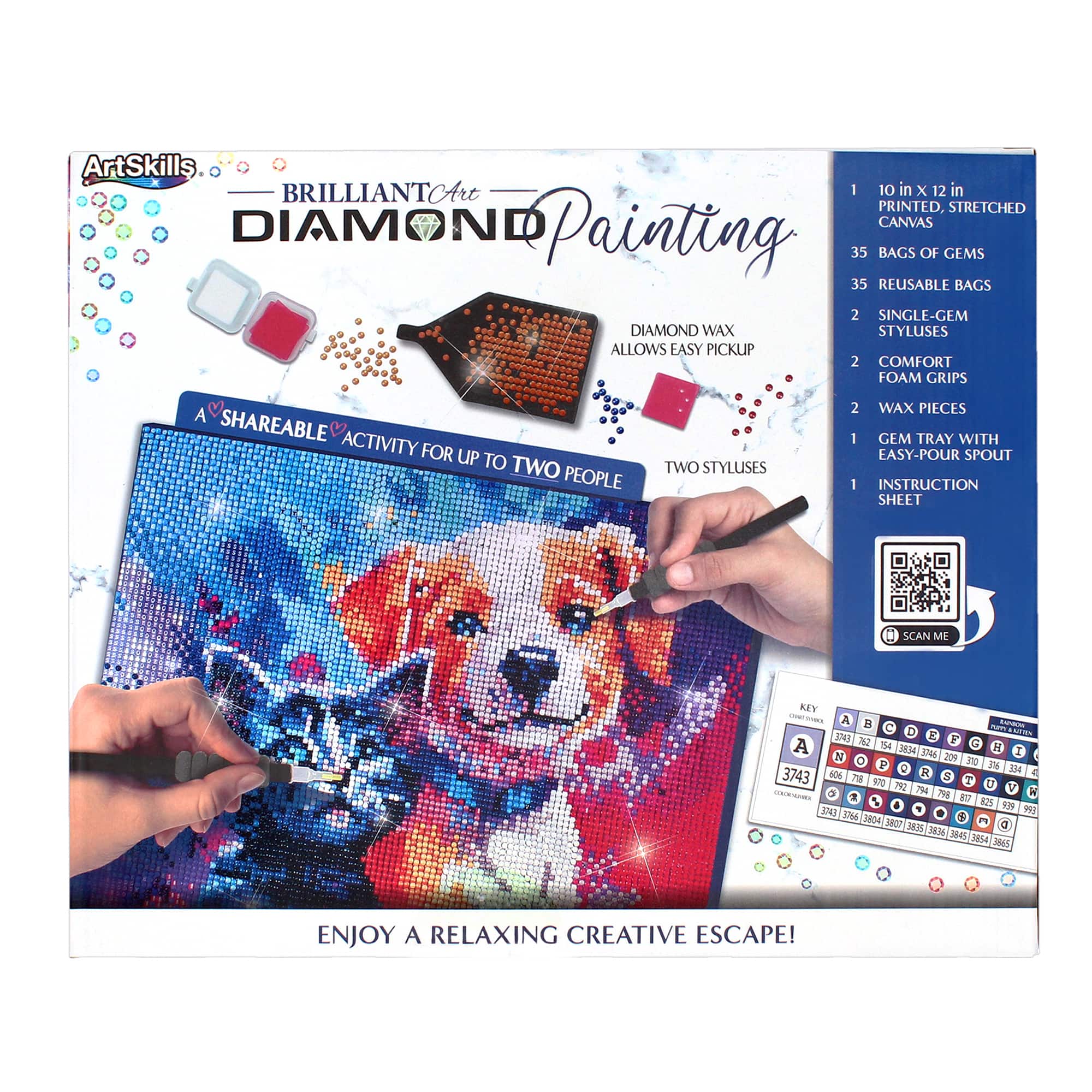 ArtSkills® Brilliant Art Puppy & Kitten Stretched Canvas Diamond Painting Kit