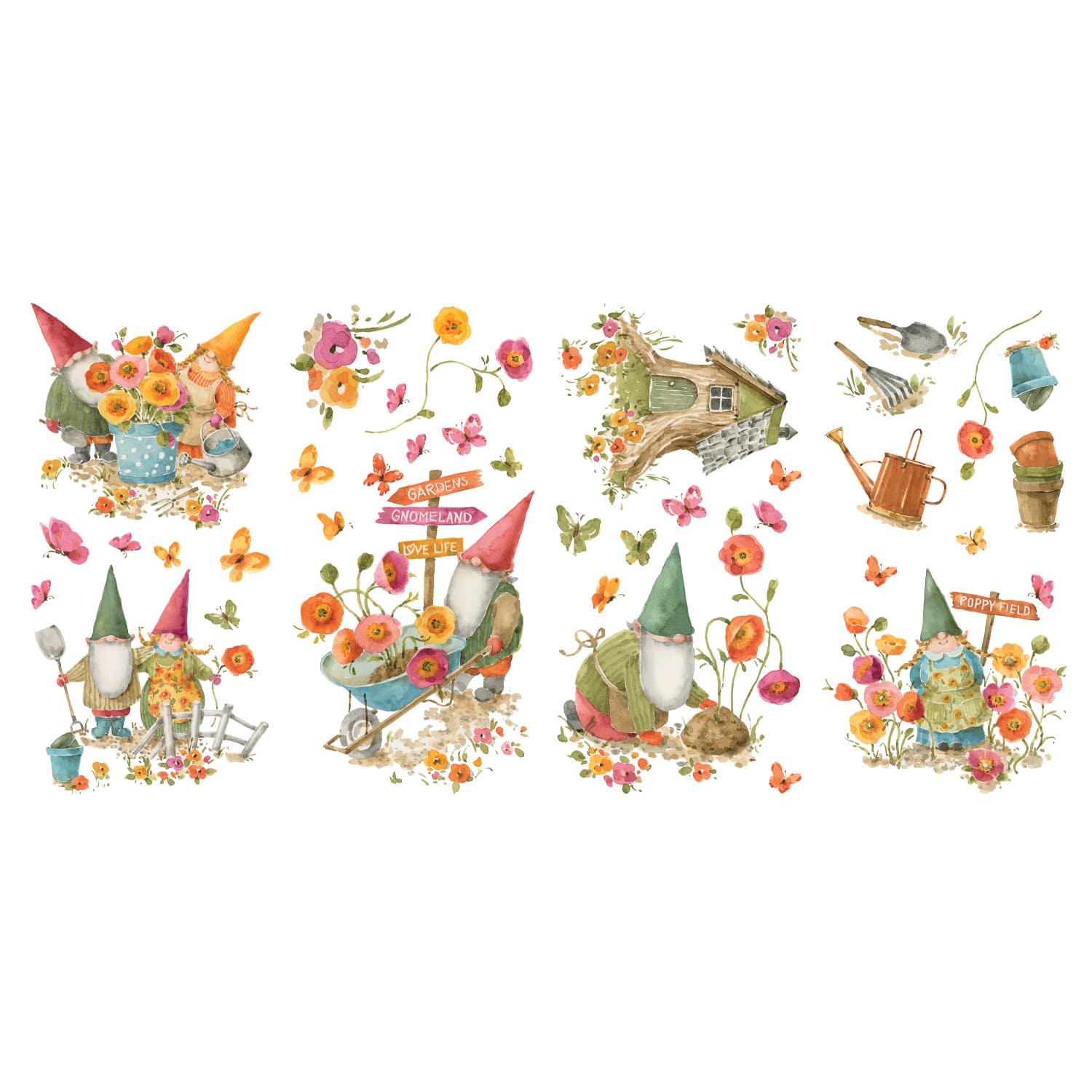 RoomMates Lisa Audit Garden Gnomes Peel & Stick Wall Decal Set
