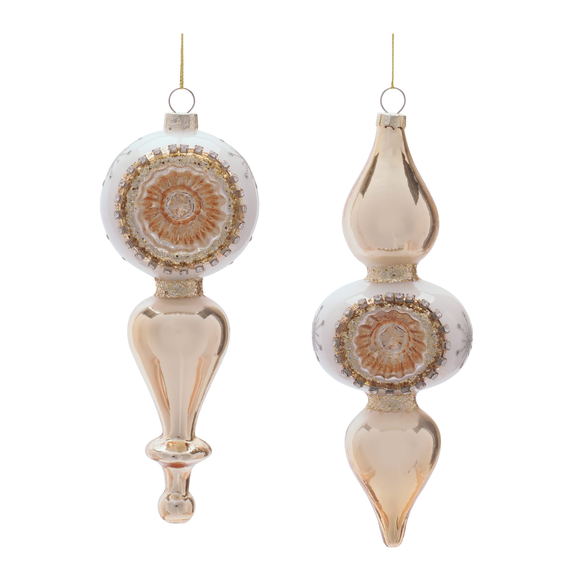 Melrose 7.75" Glass Finial Reflector Ornament Set