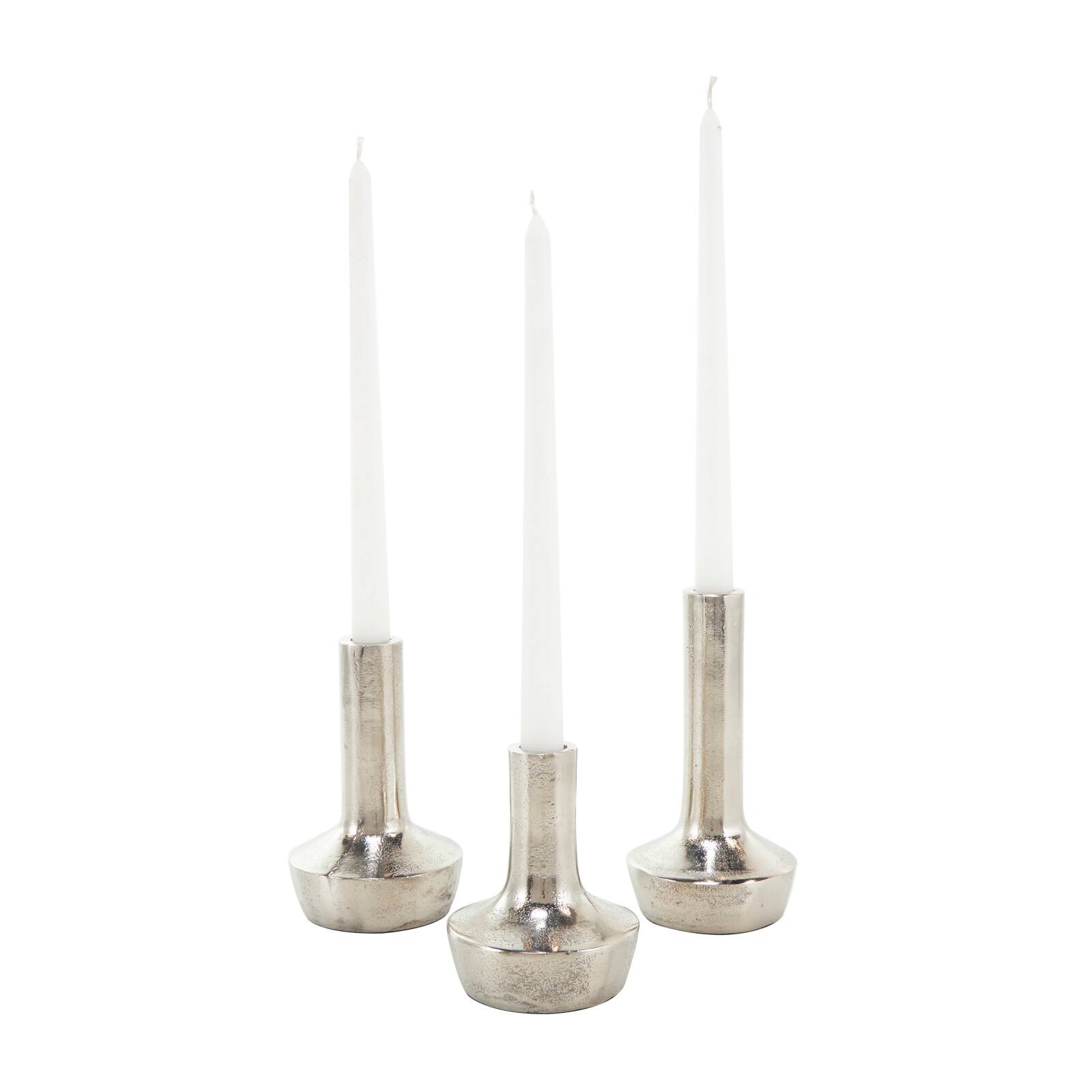Silver Aluminum Candle Holder with Rounded Base Set