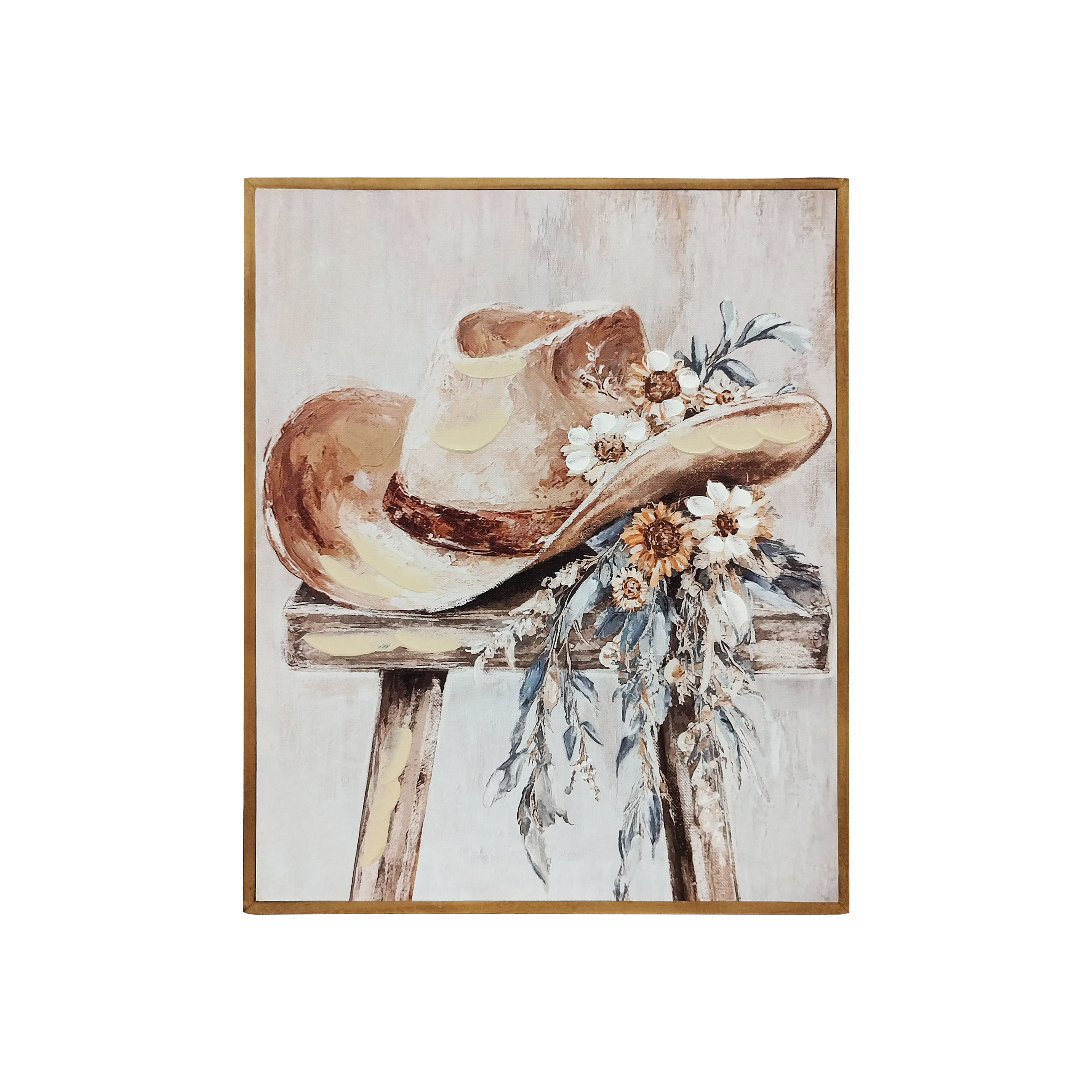 Cowboy Hat with Flowers Wall Art in Brown Frame by Ashland®