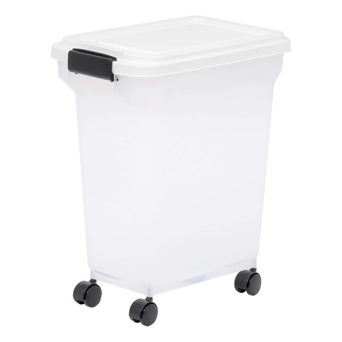 IRIS Clear, White, Black & Dark Gray 28qt. Food Container With Sealed Top & Scoop