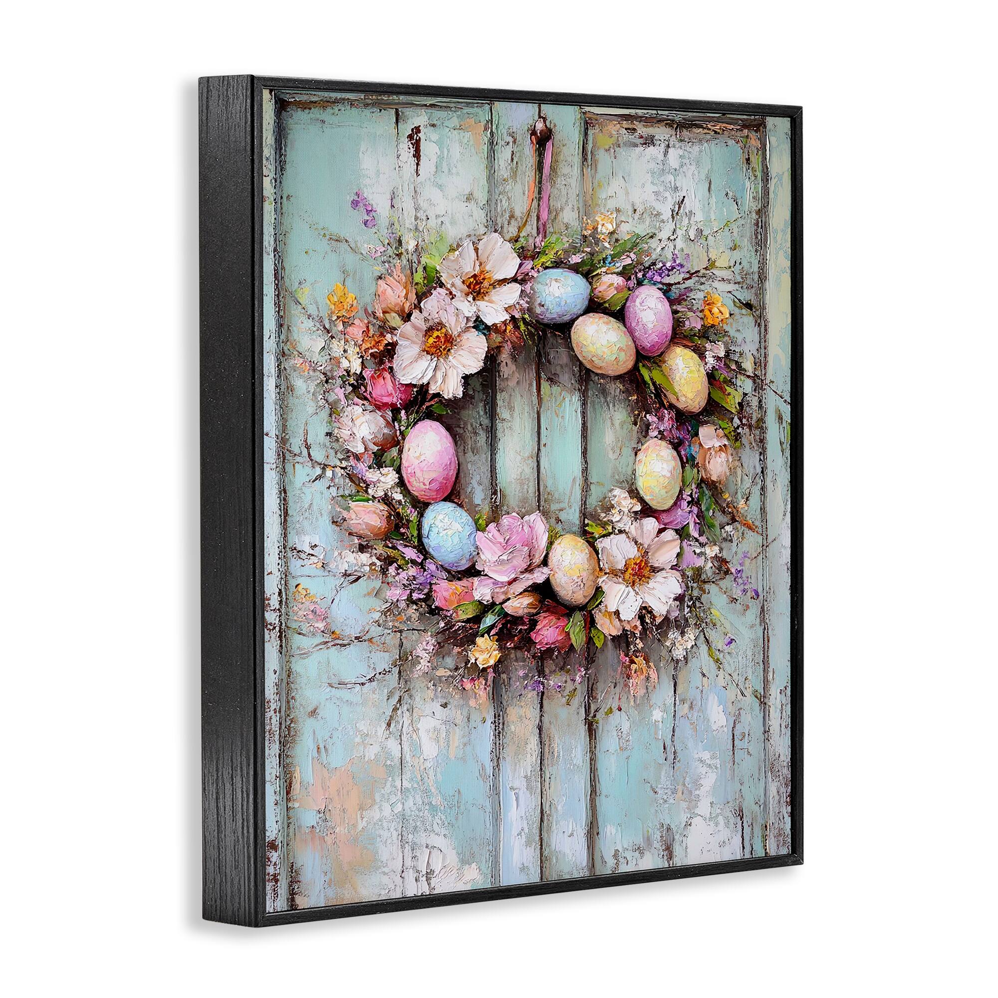 Stupell Industries Rustic Easter Egg Wreath Frame Giclée Wall Art