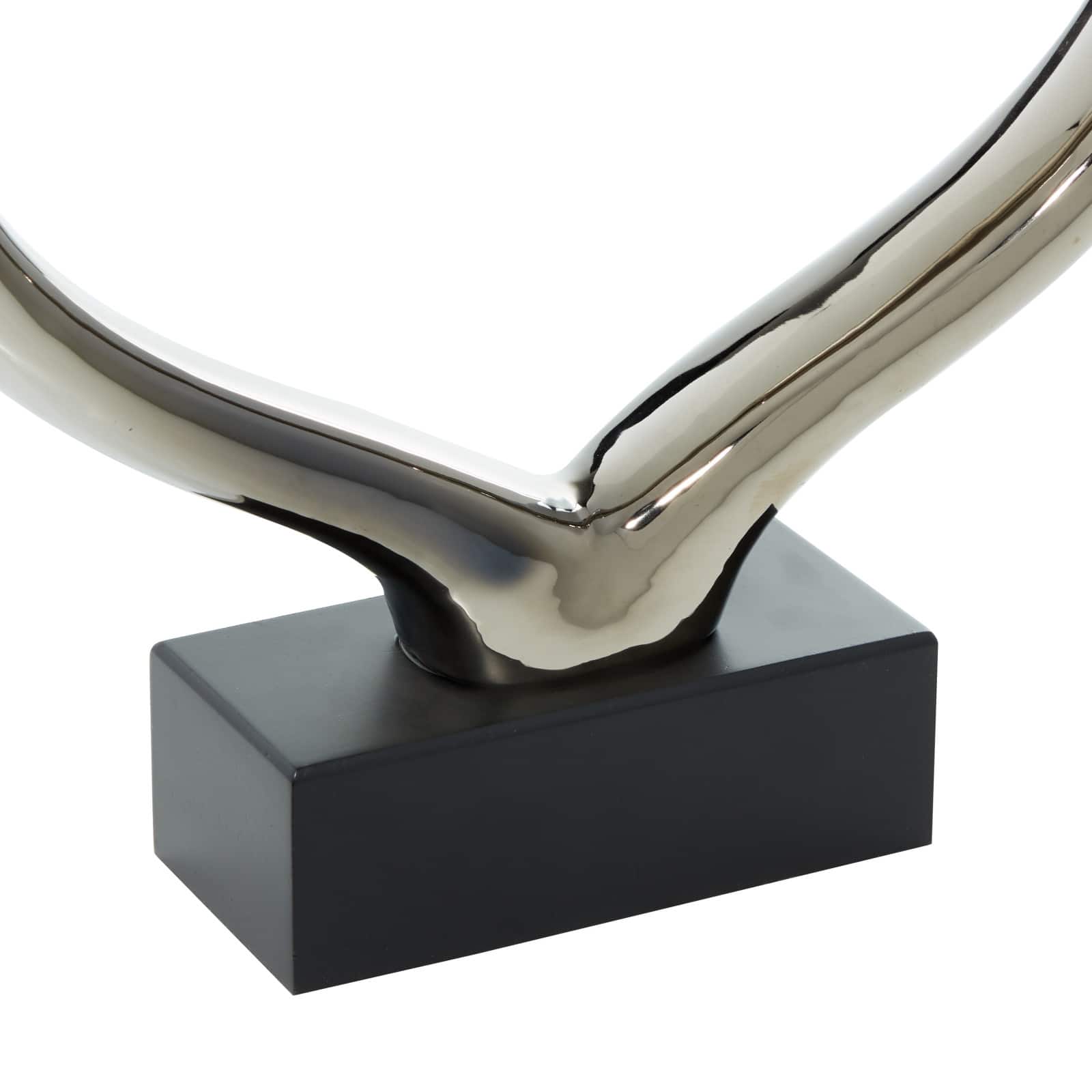 12" Silver Ceramic Contemporary Heart Sculpture