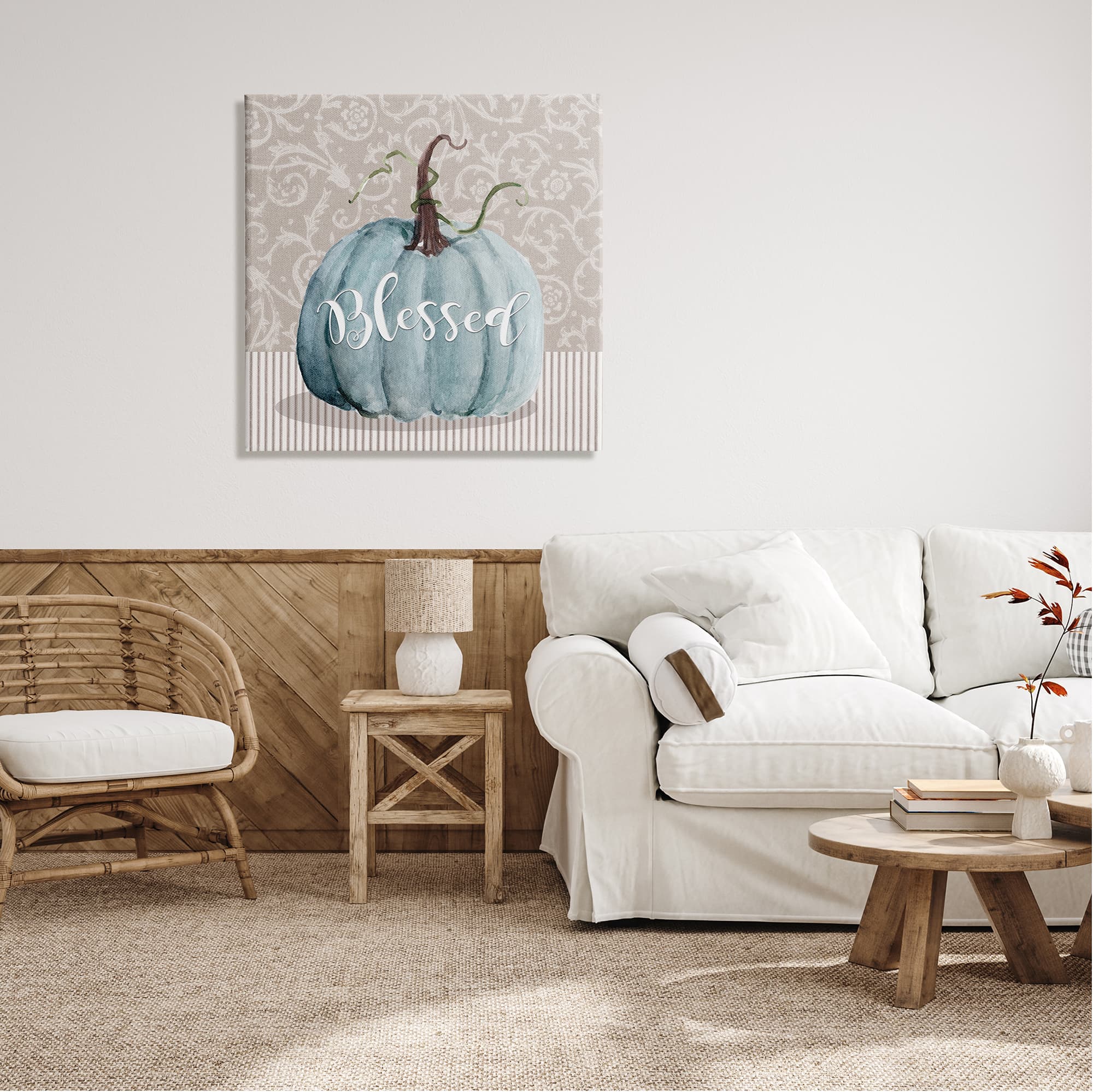 Stupell Industries Seasonal Blessed Pumpkin Patterned Canvas Wall Art