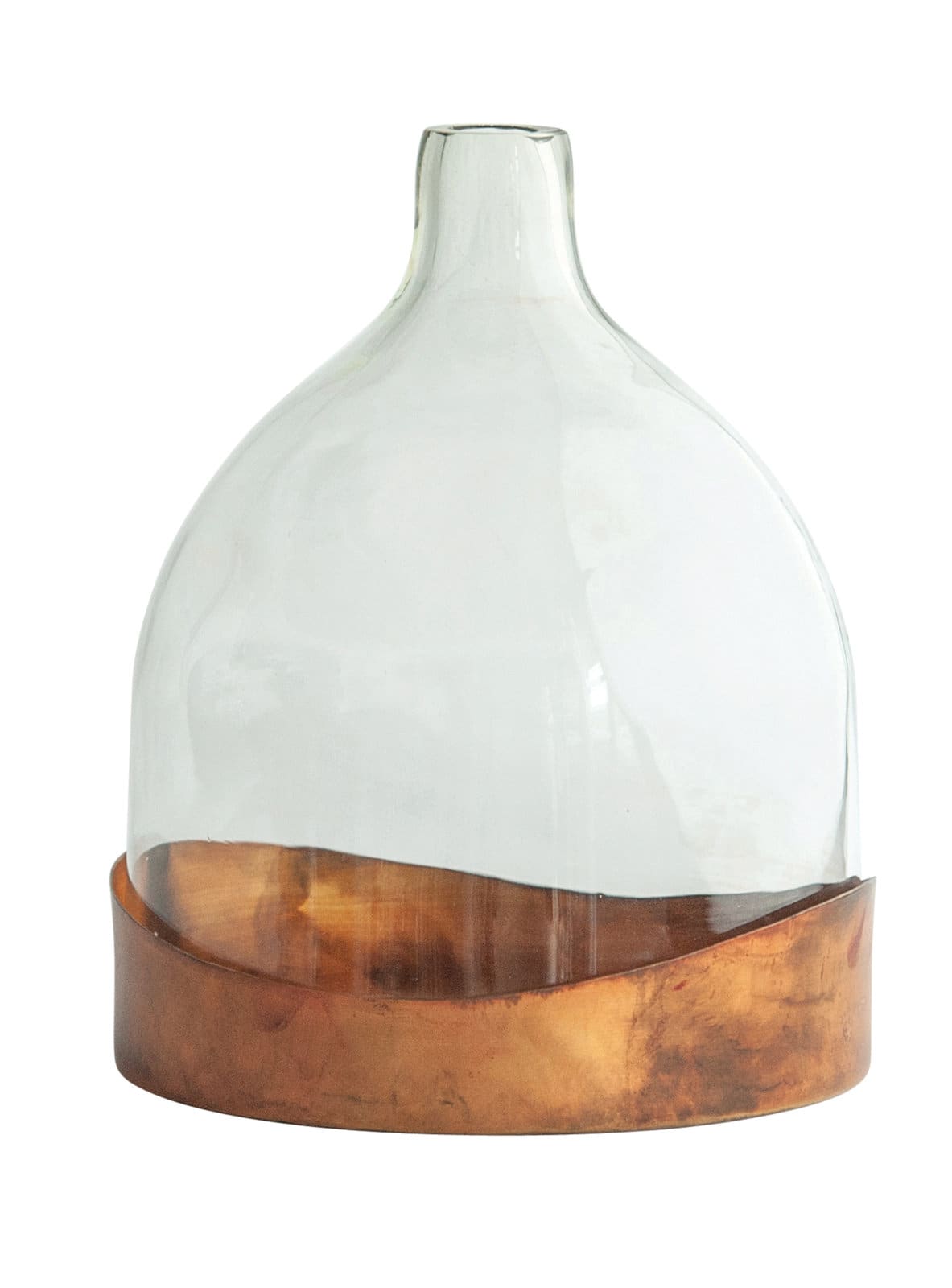 Hello Honey® Glass Cloche with Antique Copper Metal Tray