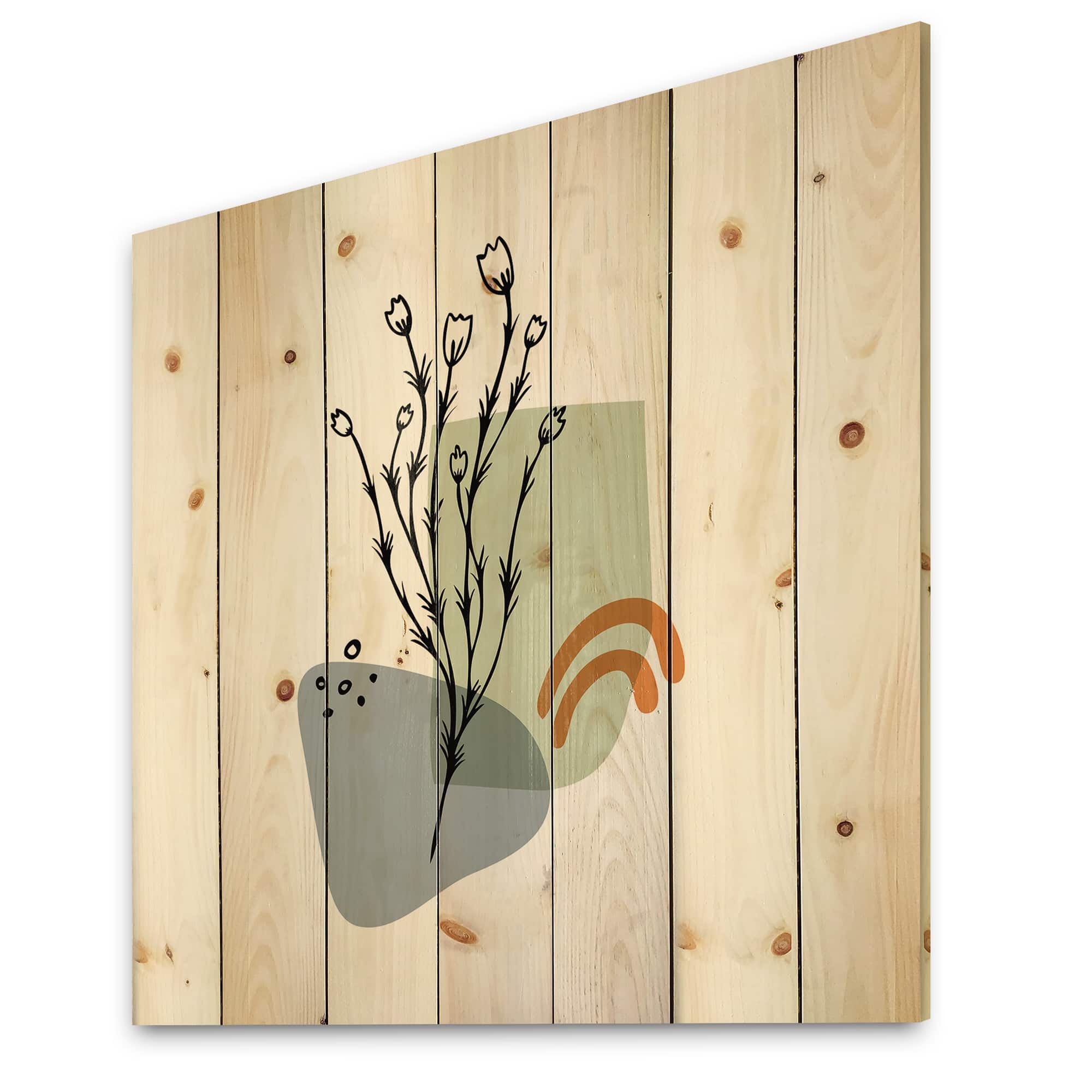 Designart - Abstract Flowers On Minimal Shapes II