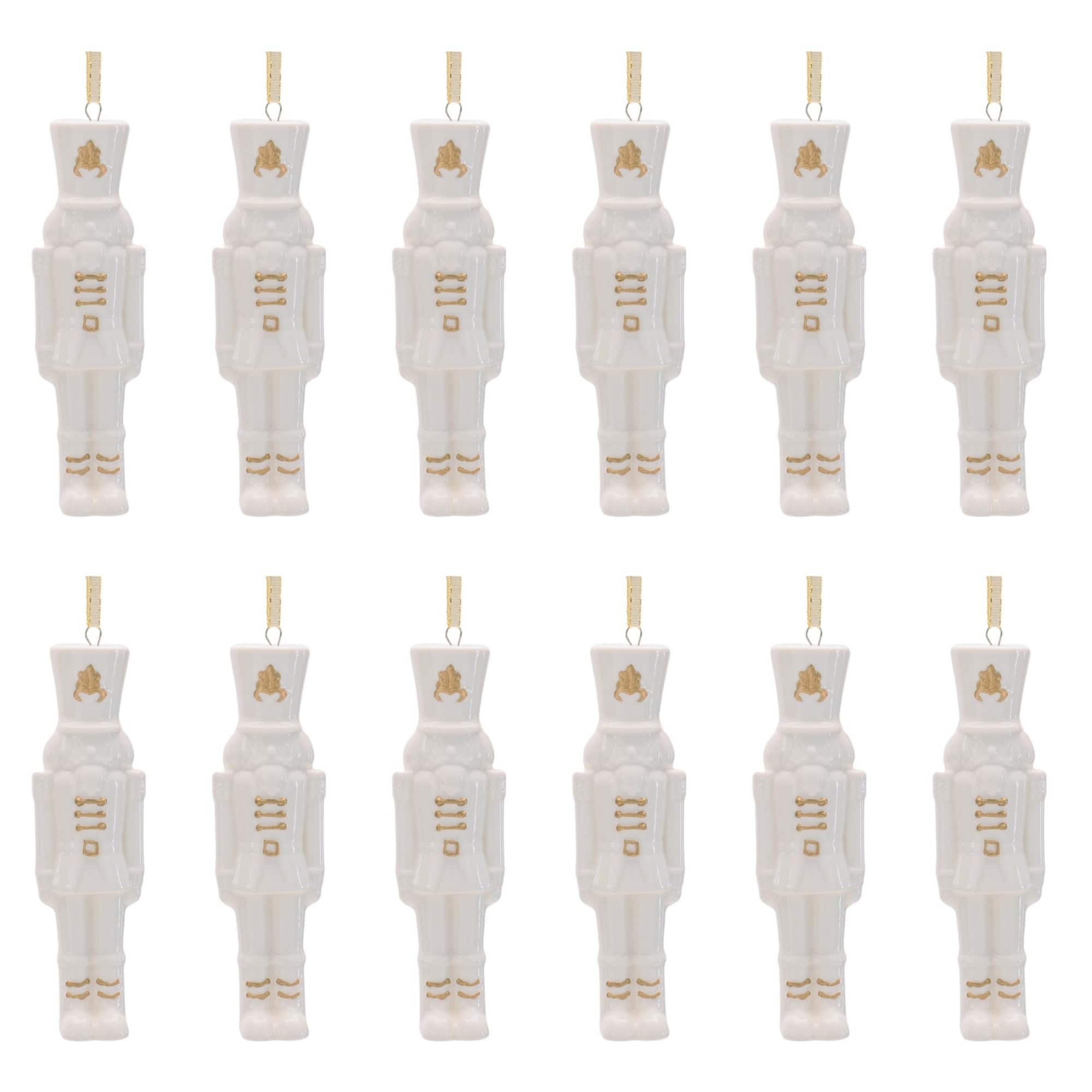 Melrose 4.5" White Porcelain Nutcracker Ornaments, 12ct. in White/Gold | Michaels®