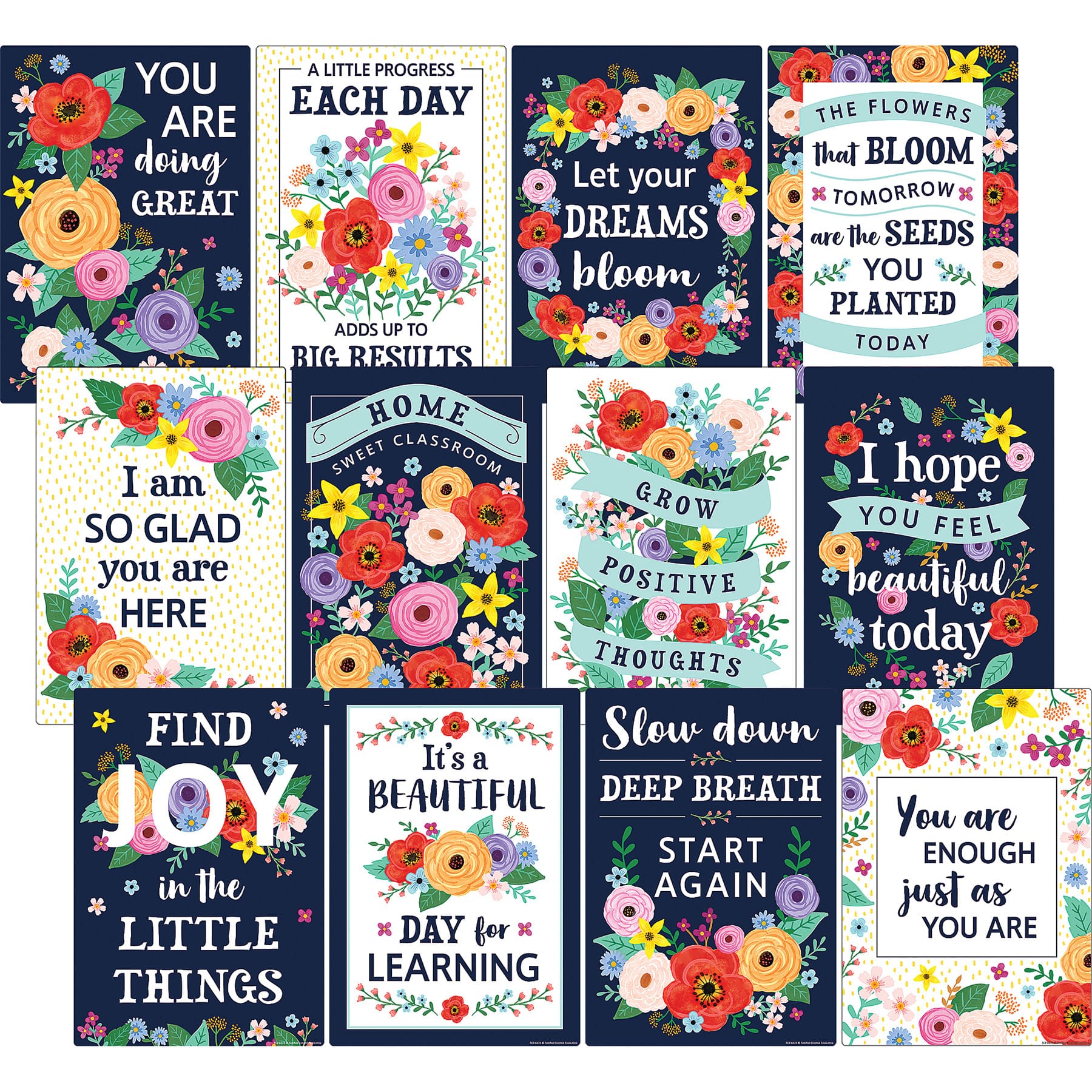 Teacher Created Resources® 11" x 16" Wildflowers Positive Sayings Small Posters Set