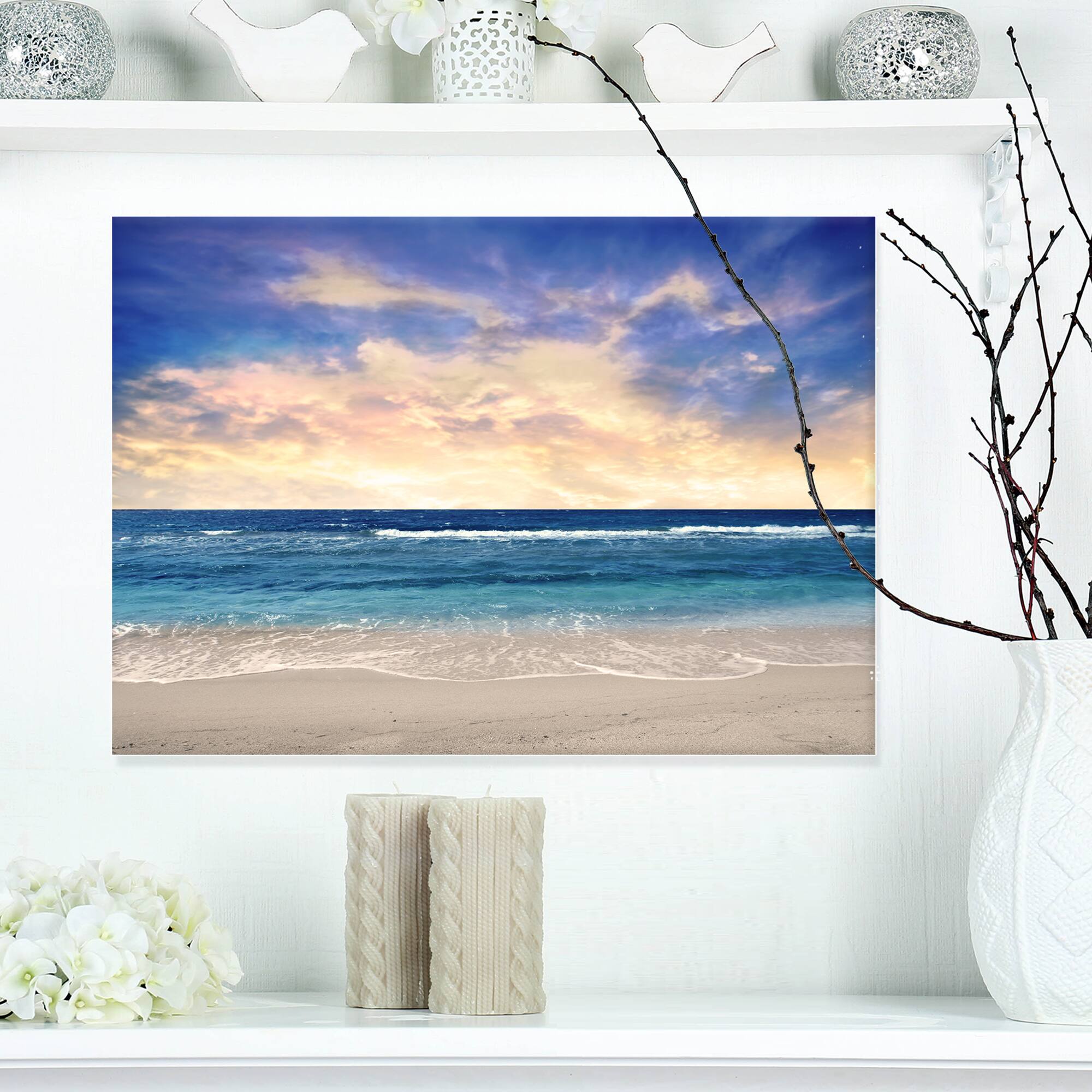 Designart - Clear Blue Sky and Ocean at Sunset