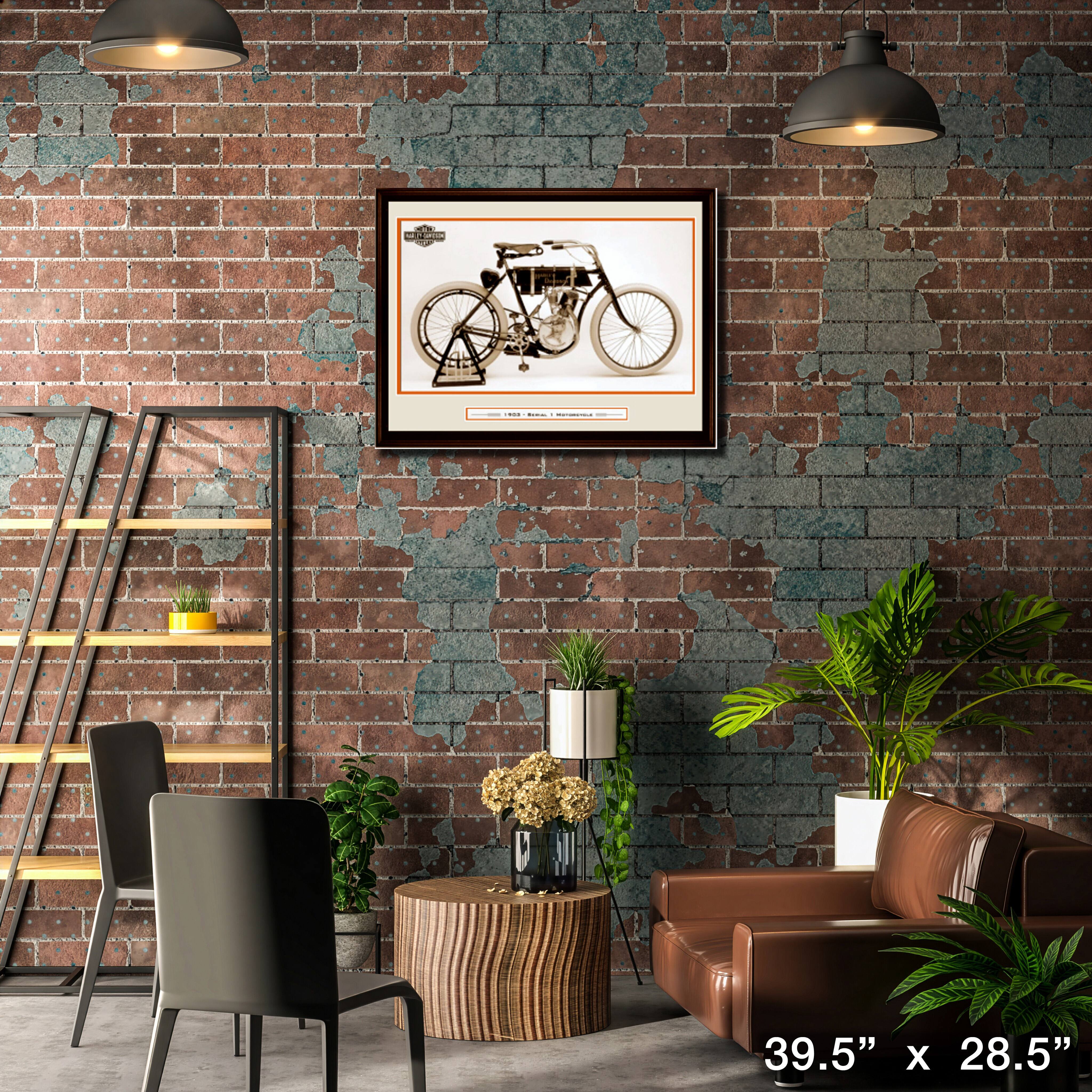 Harley Davidson Framed First Model Print 39.5" x 28.5"