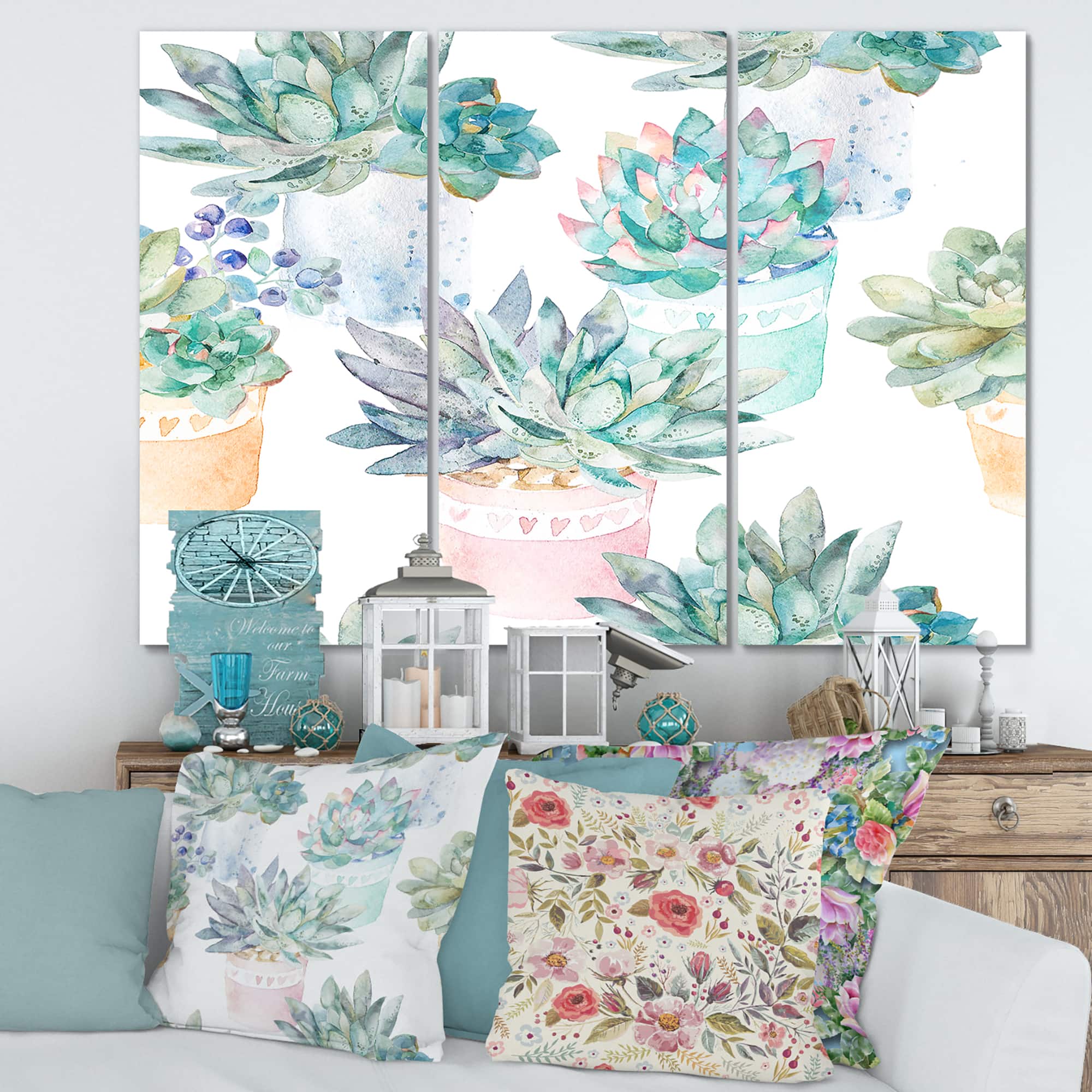 Designart - Pastel Toned Succulent Housplants