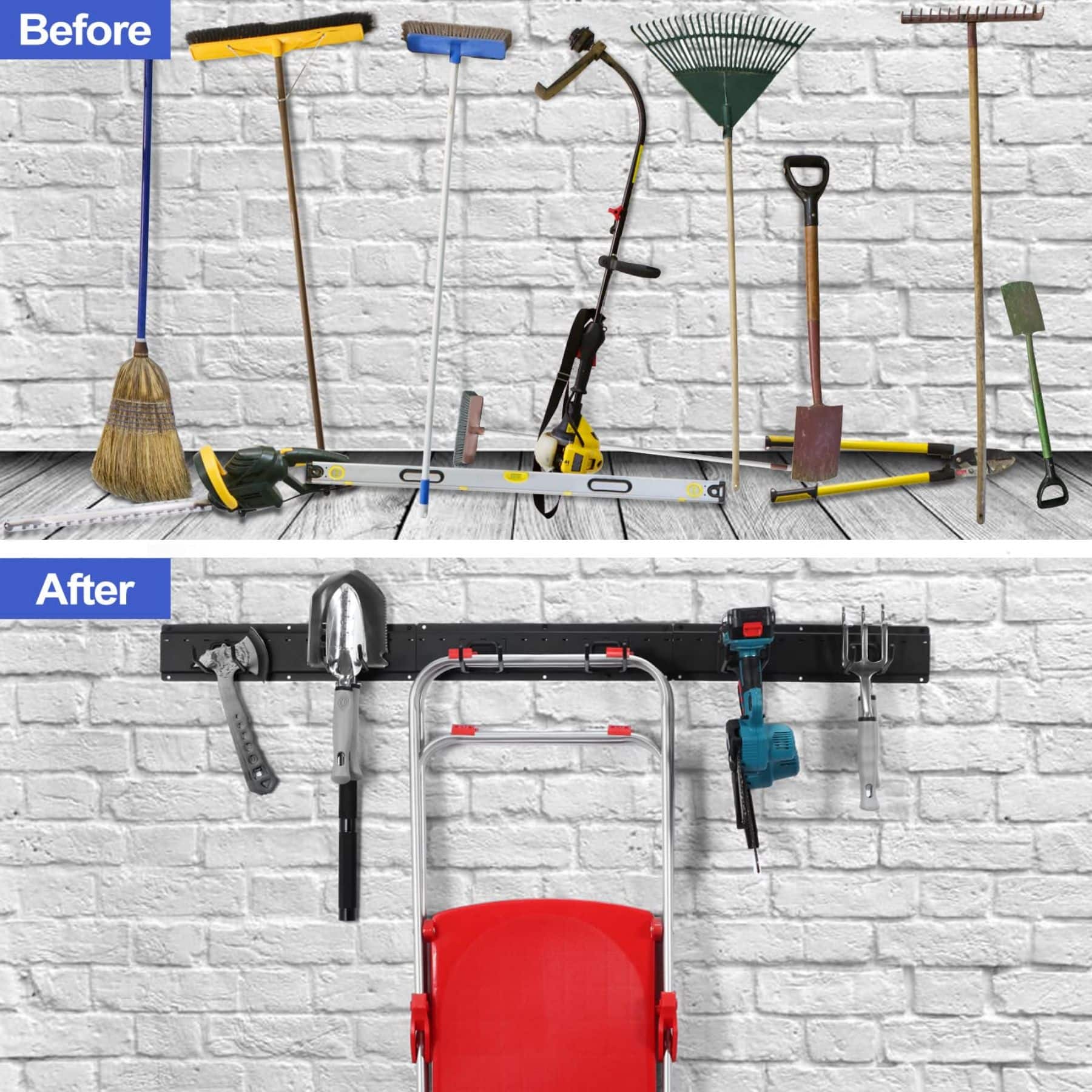 NEX™ 16.5" Black 6-Hook Garage Tool Wall Rack