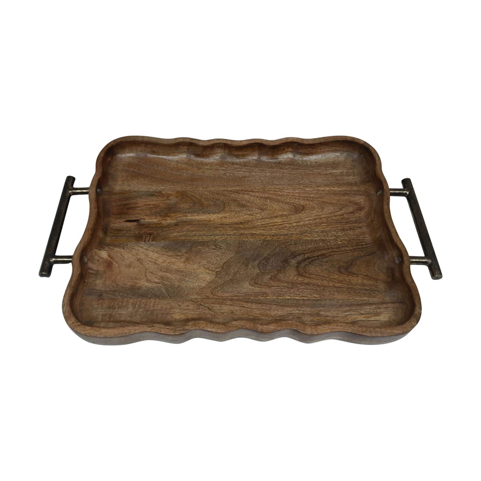 18.6" x 11.8" Mango Wood Tray with Metal Handles by Ashland®