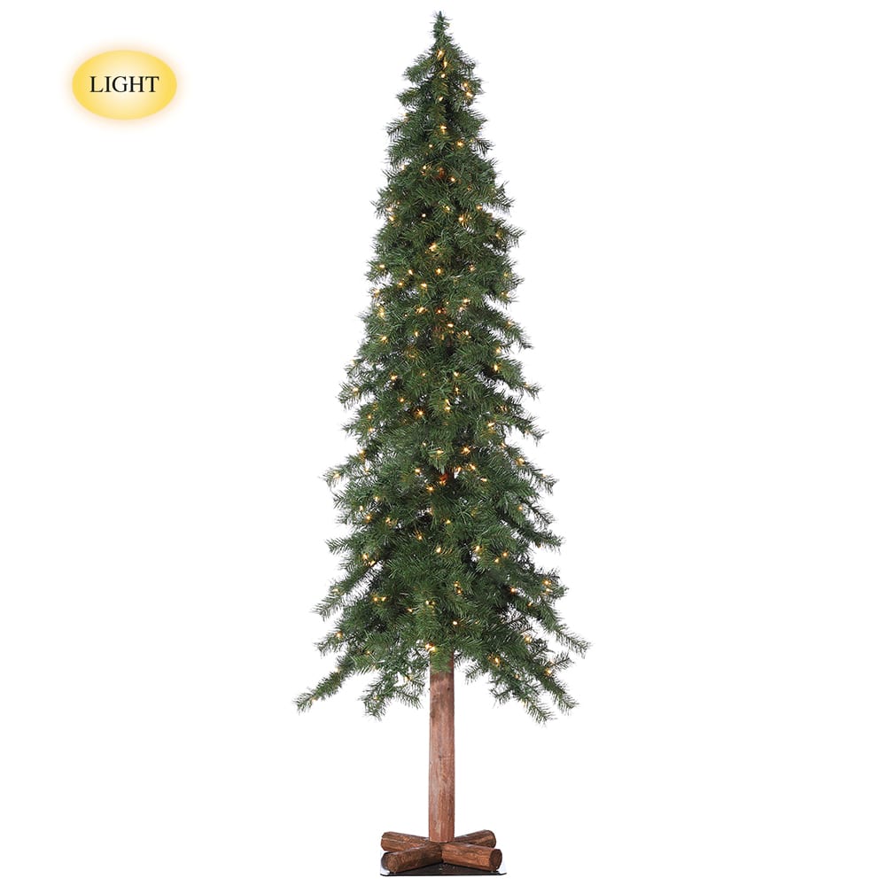 7ft. Pre‑Lit Green Alpine Artificial Christmas Tree,  Clear Lights