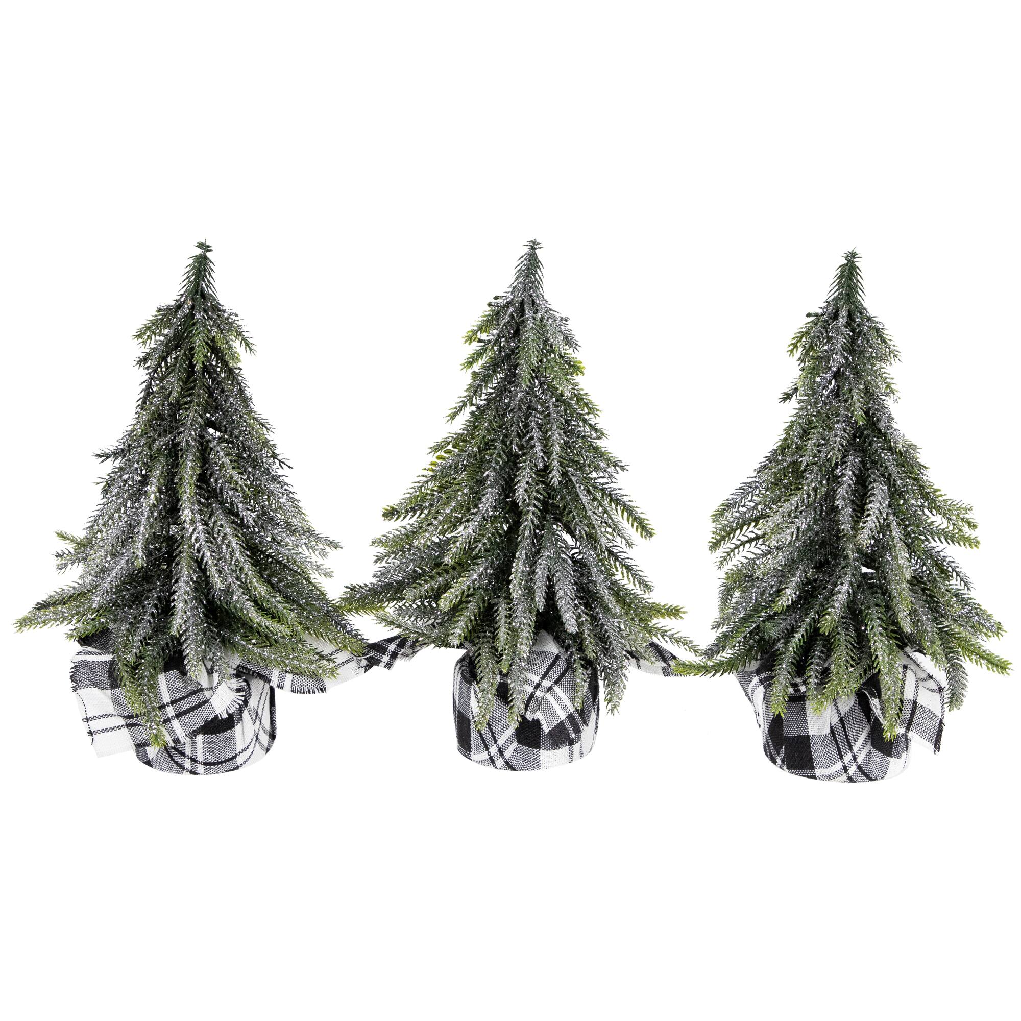 9.5" Unlit Mini Silvery Pine Downswept Artificial Christmas Tree Set By Northlight in Green | Michaels®