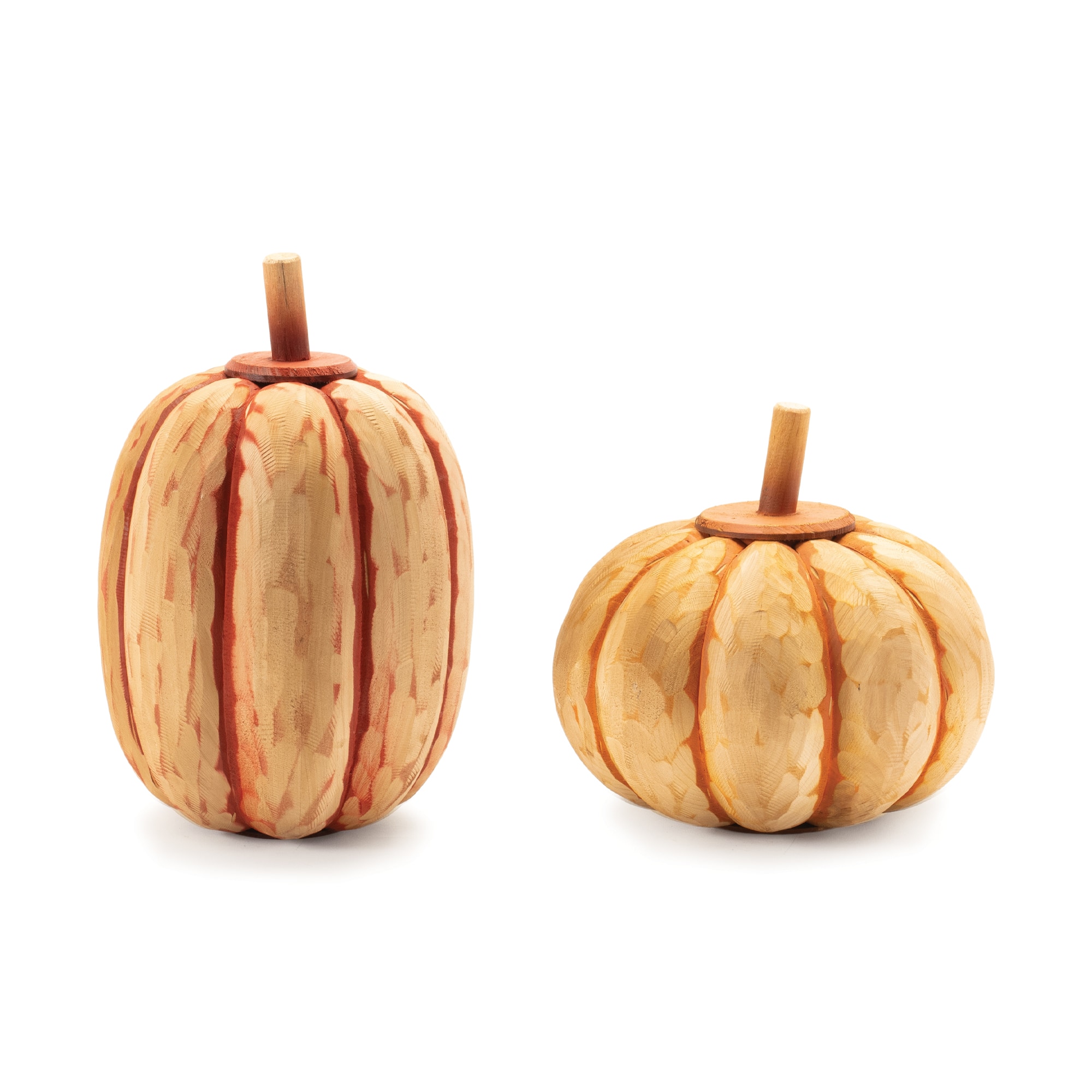 Melrose Carved Fir Wood Pumpkin Décor Set