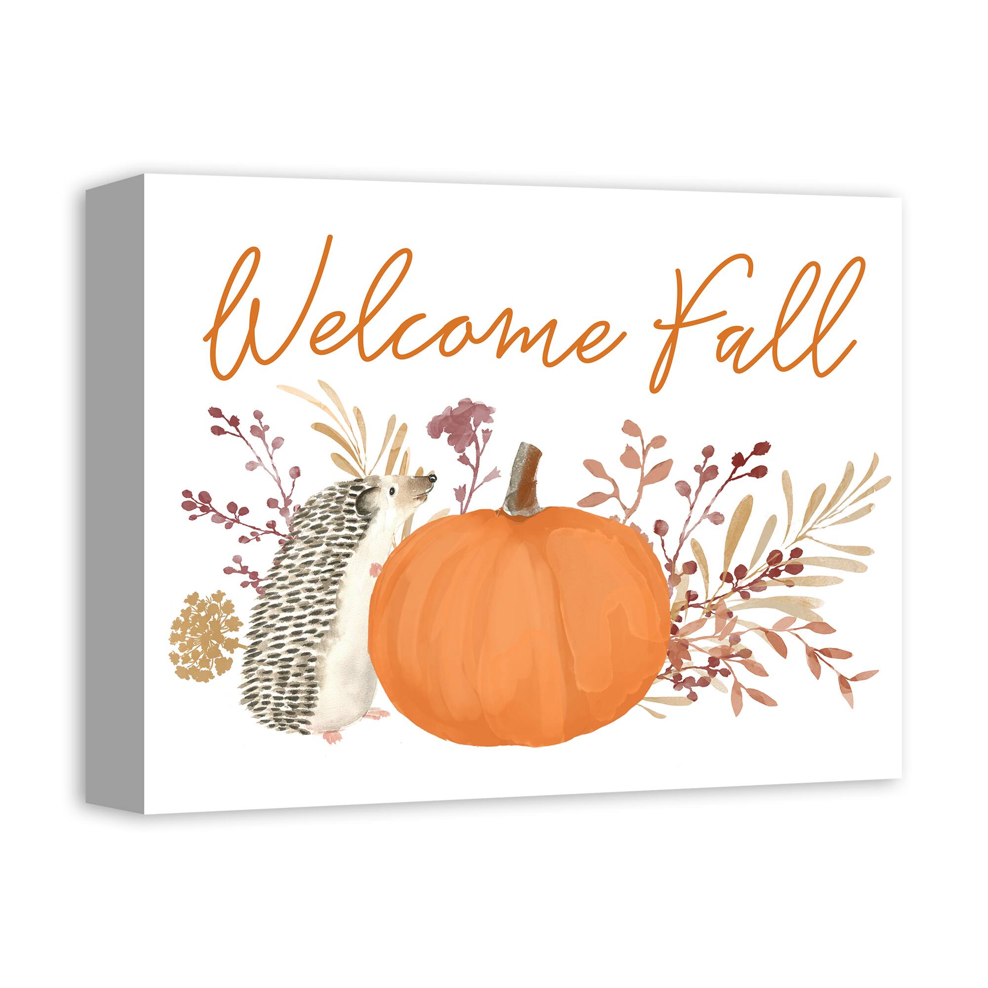 Welcome Fall Hedgehog Canvas Wall Art