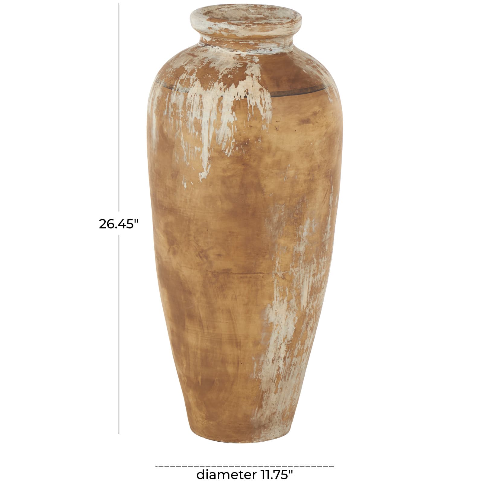 Brown Ceramic Antique Style Distressed Patina Vase
