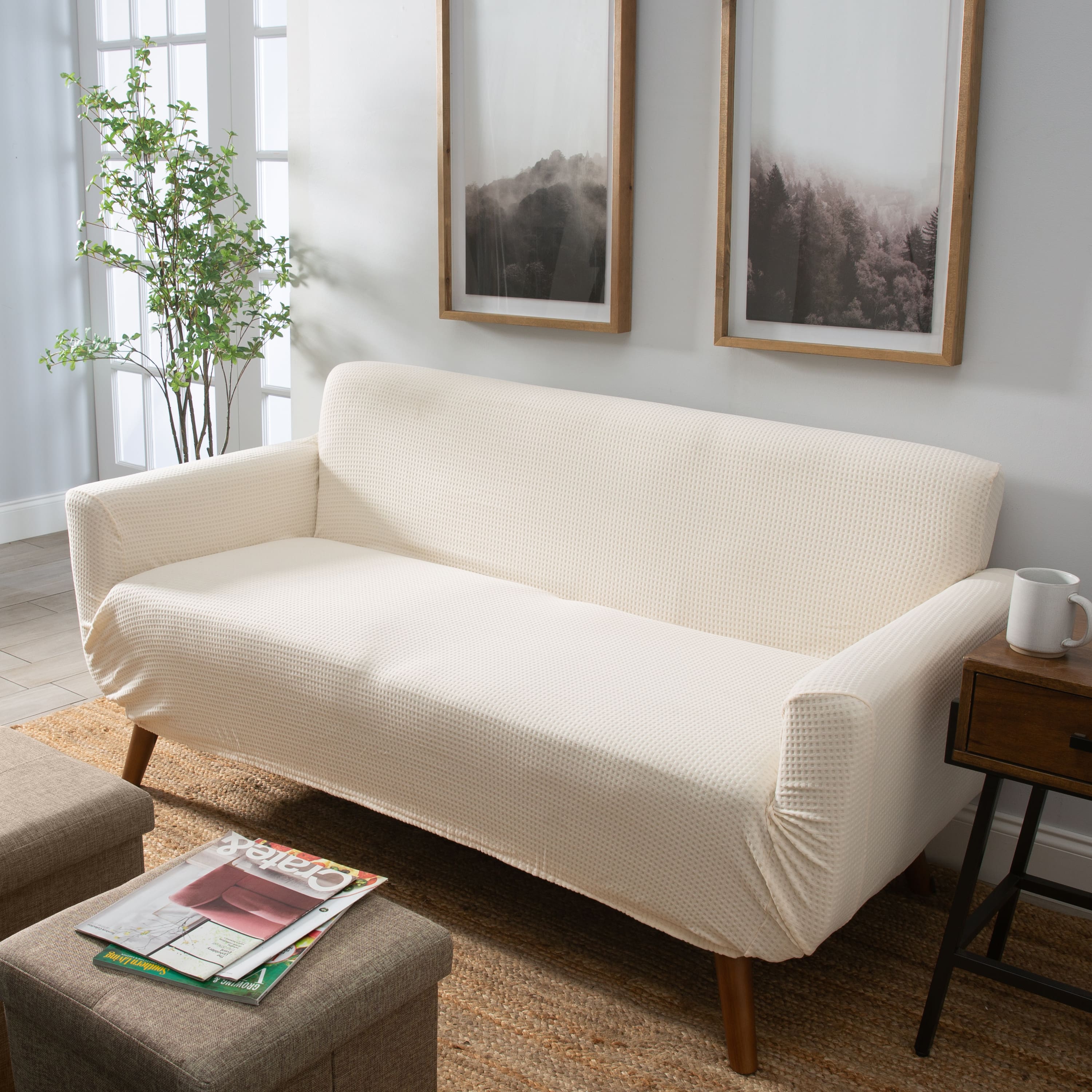 Home Details Waffle Design Loveseat Furniture Slipcover