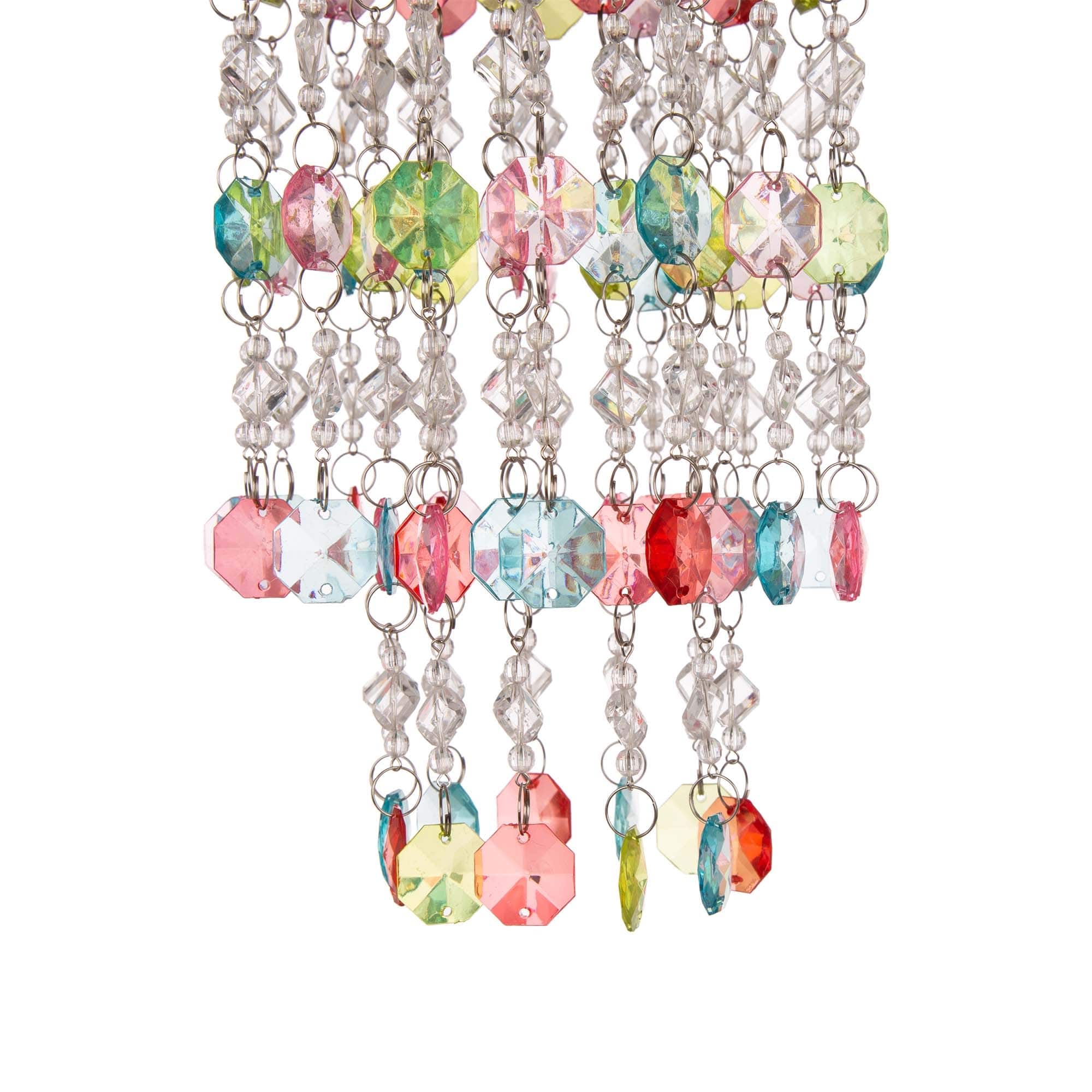 Glitzhome® 18.75" Solar Lighted Hanging Décor with Multicolored Acrylic Jewel Beads