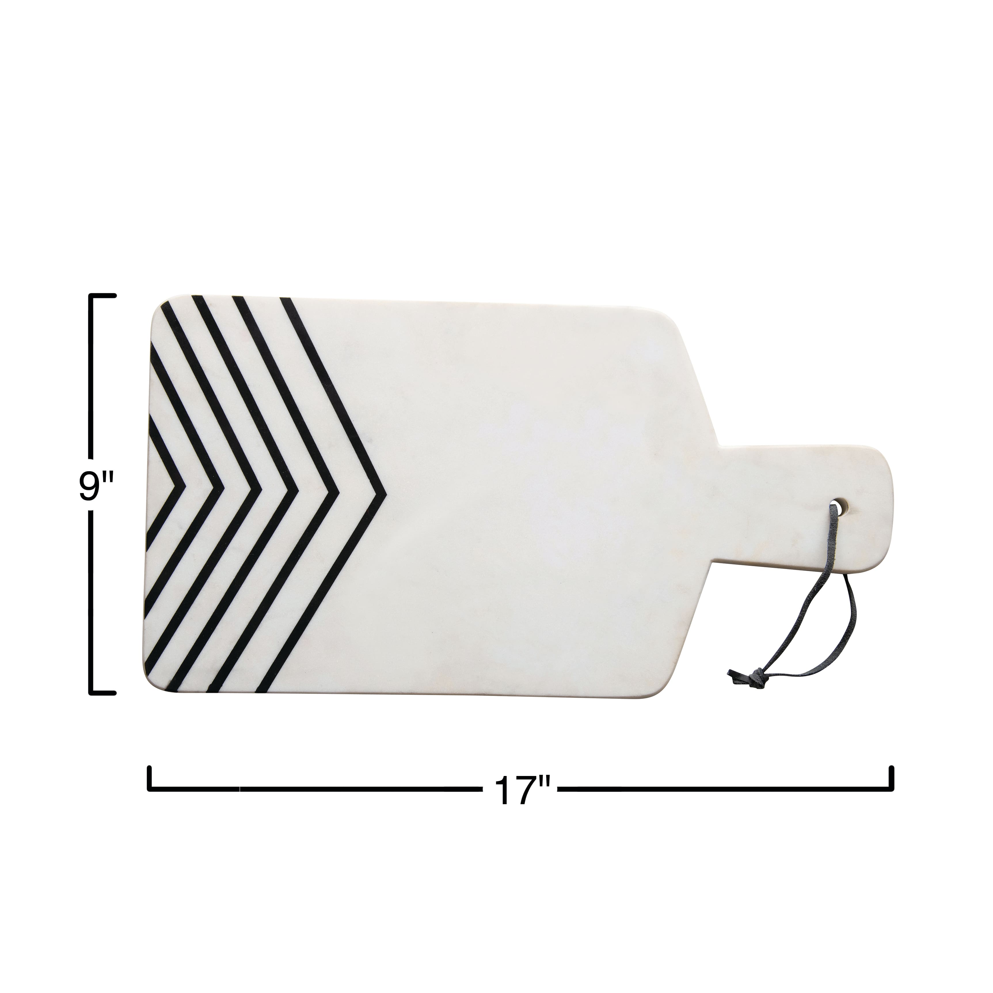 Hello Honey® 17" White and Black Chevron Marble Cheese/Cutting Board