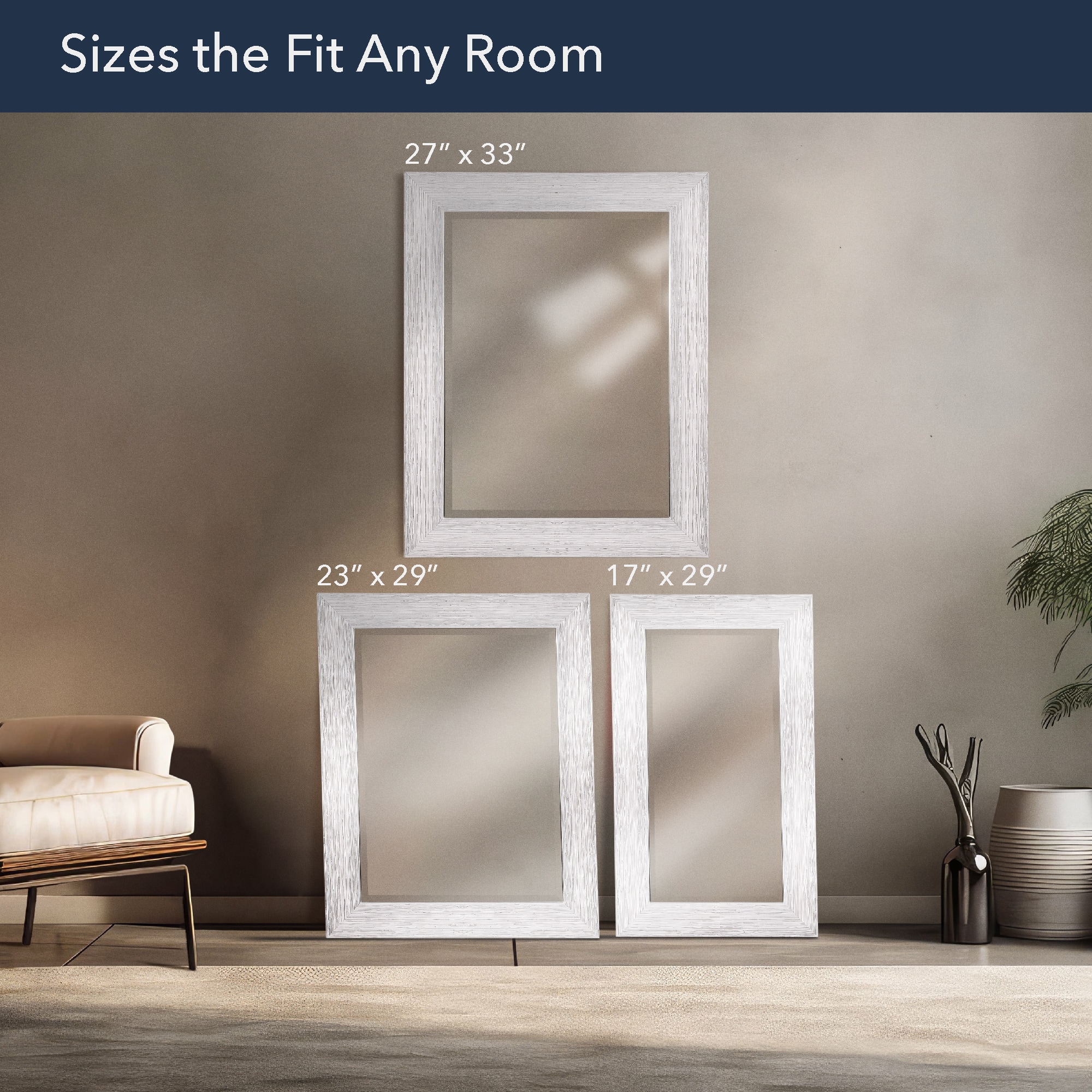 Head West 29" Chrome Textured Frame Accent Wall Mirror