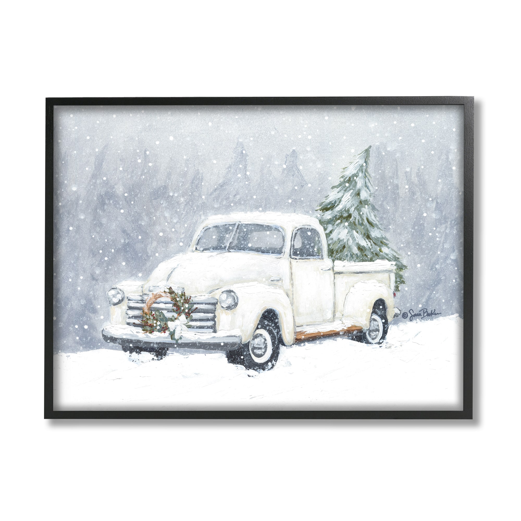 Stupell Industries Seasonal Niveous Snow Truck Scene Framed Giclee Art