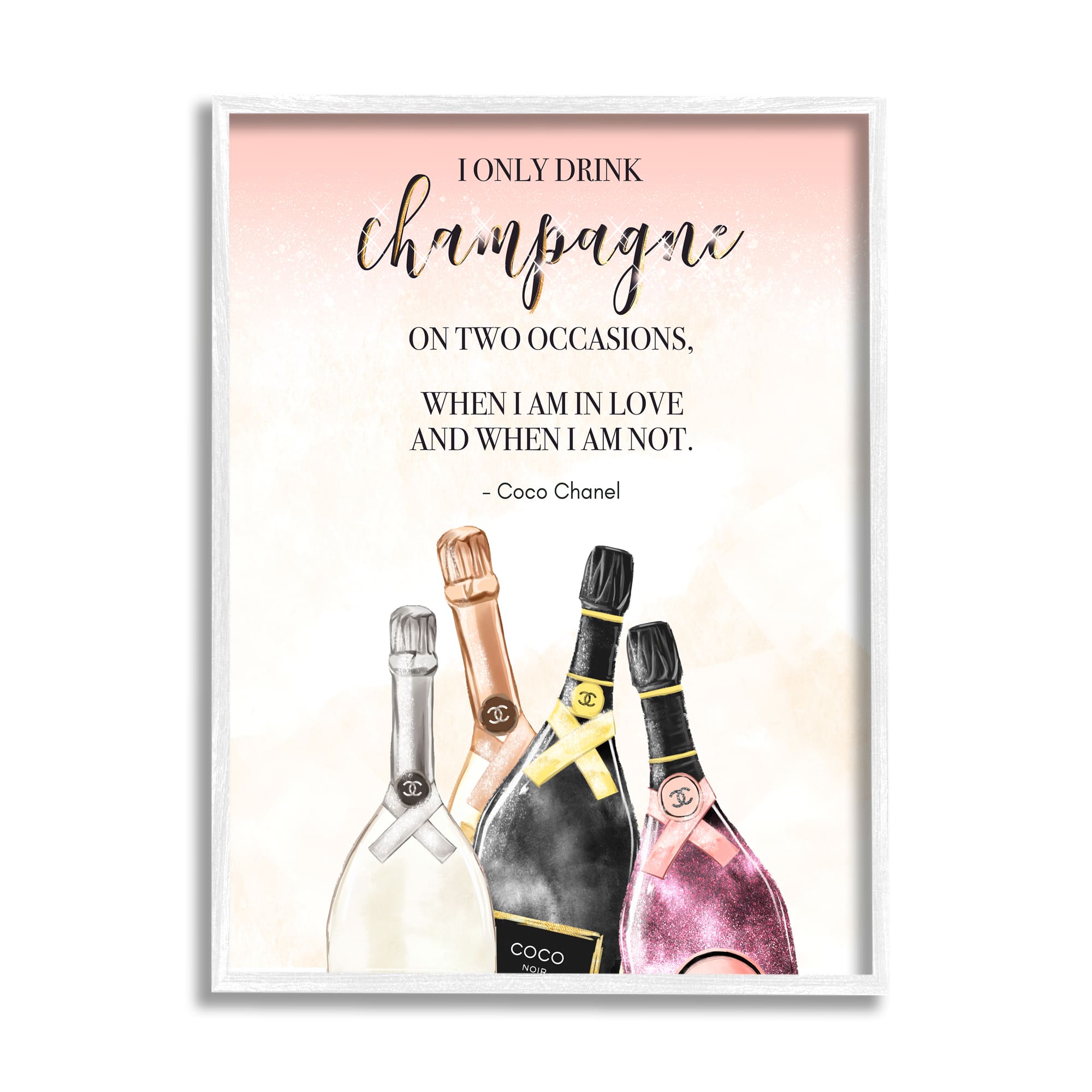 Stupell Industries Champagne and Love Quote Fashion Designer Glam Text Framed Giclee Art