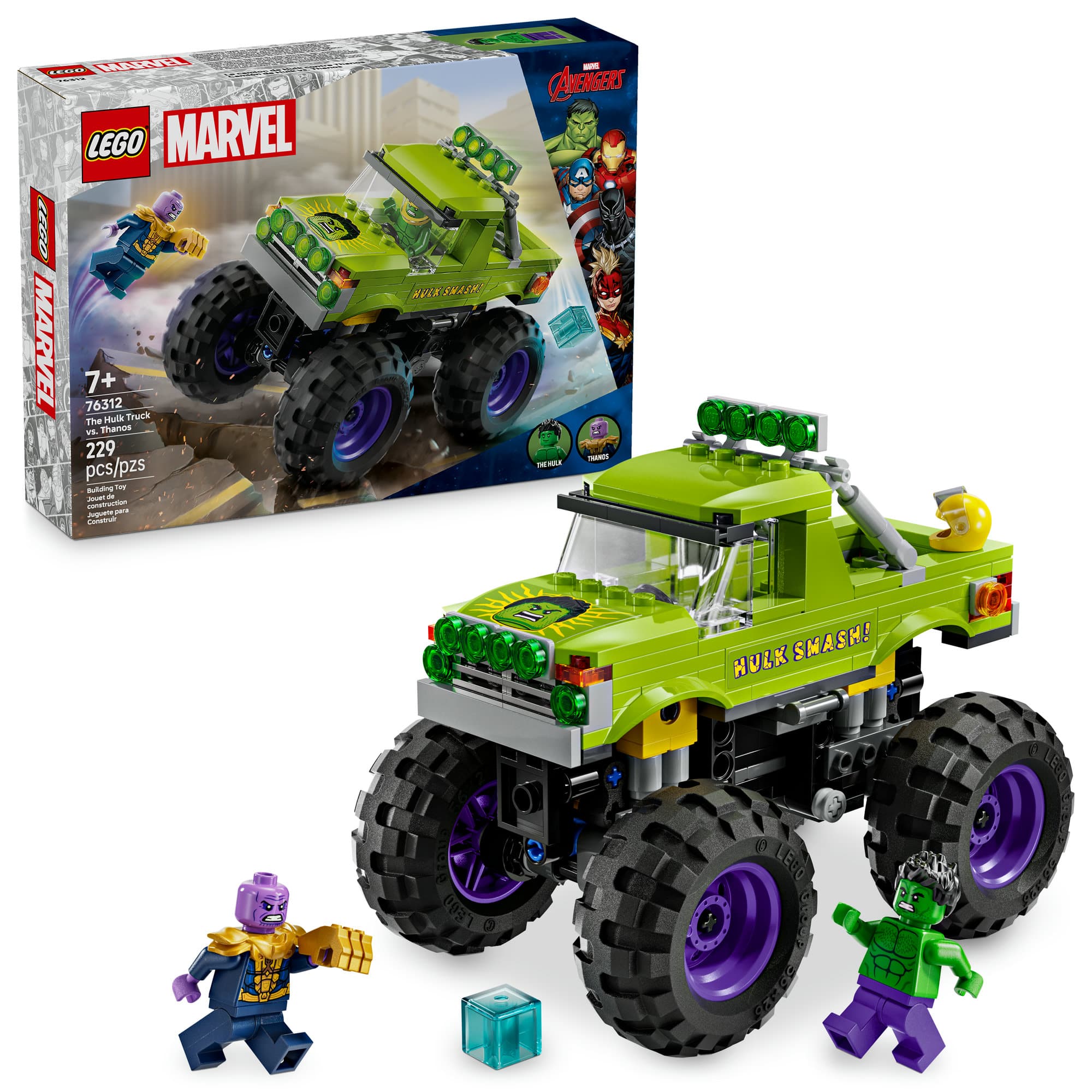 LEGO® Marvel The Hulk Truck vs. Thanos Super Hero Building Toy Vehicle 76312
