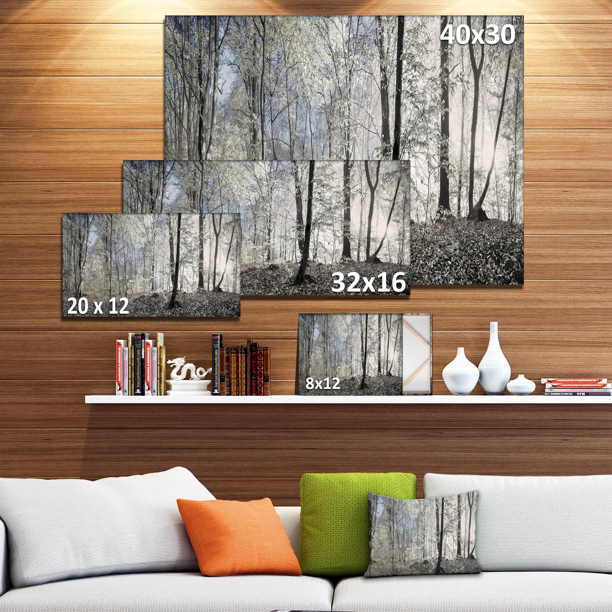 Designart - Dark Morning in Forest Panorama - Landscape Canvas Art Print