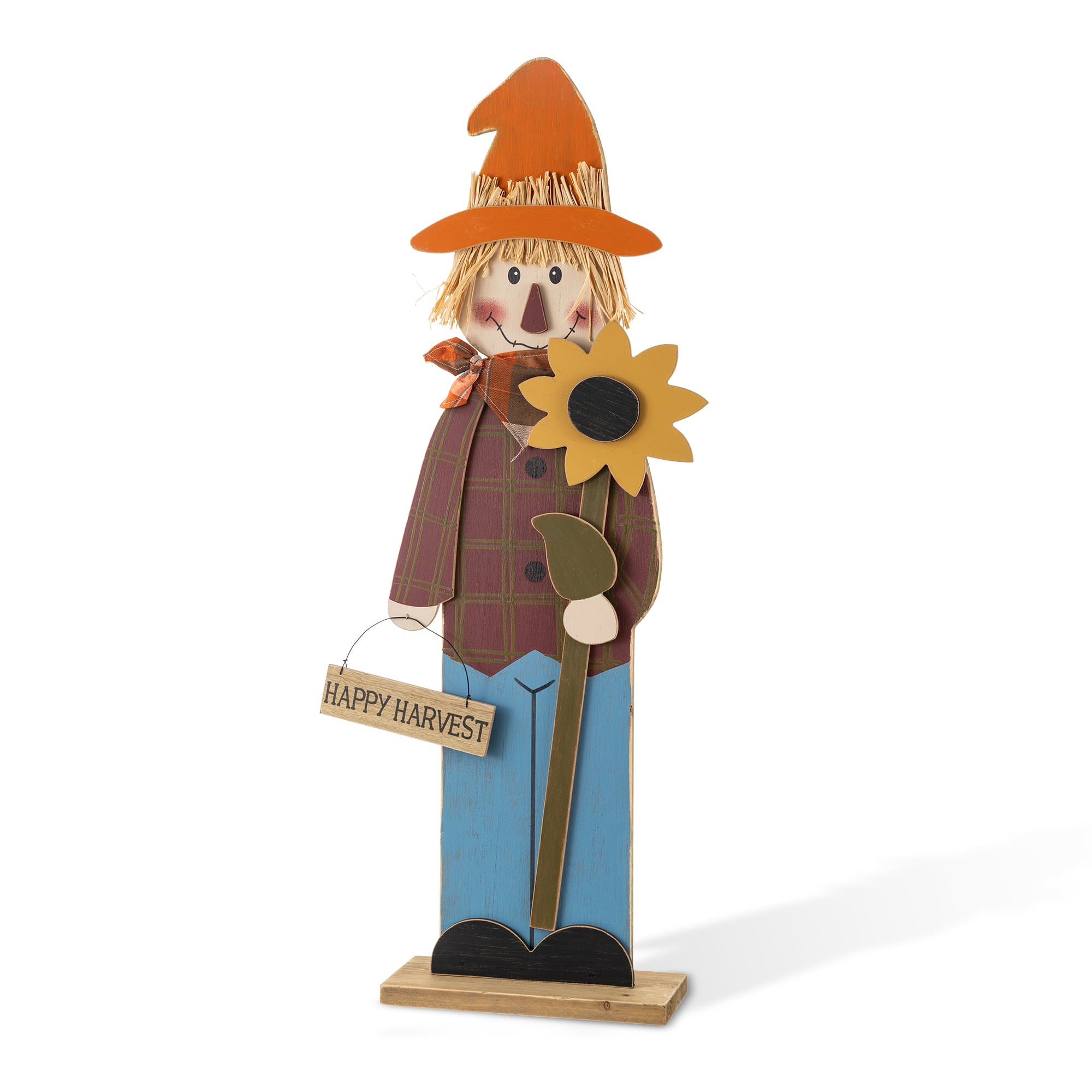 Glitzhome® 36" Fall Solid Wood Scarecrow Porch Decor